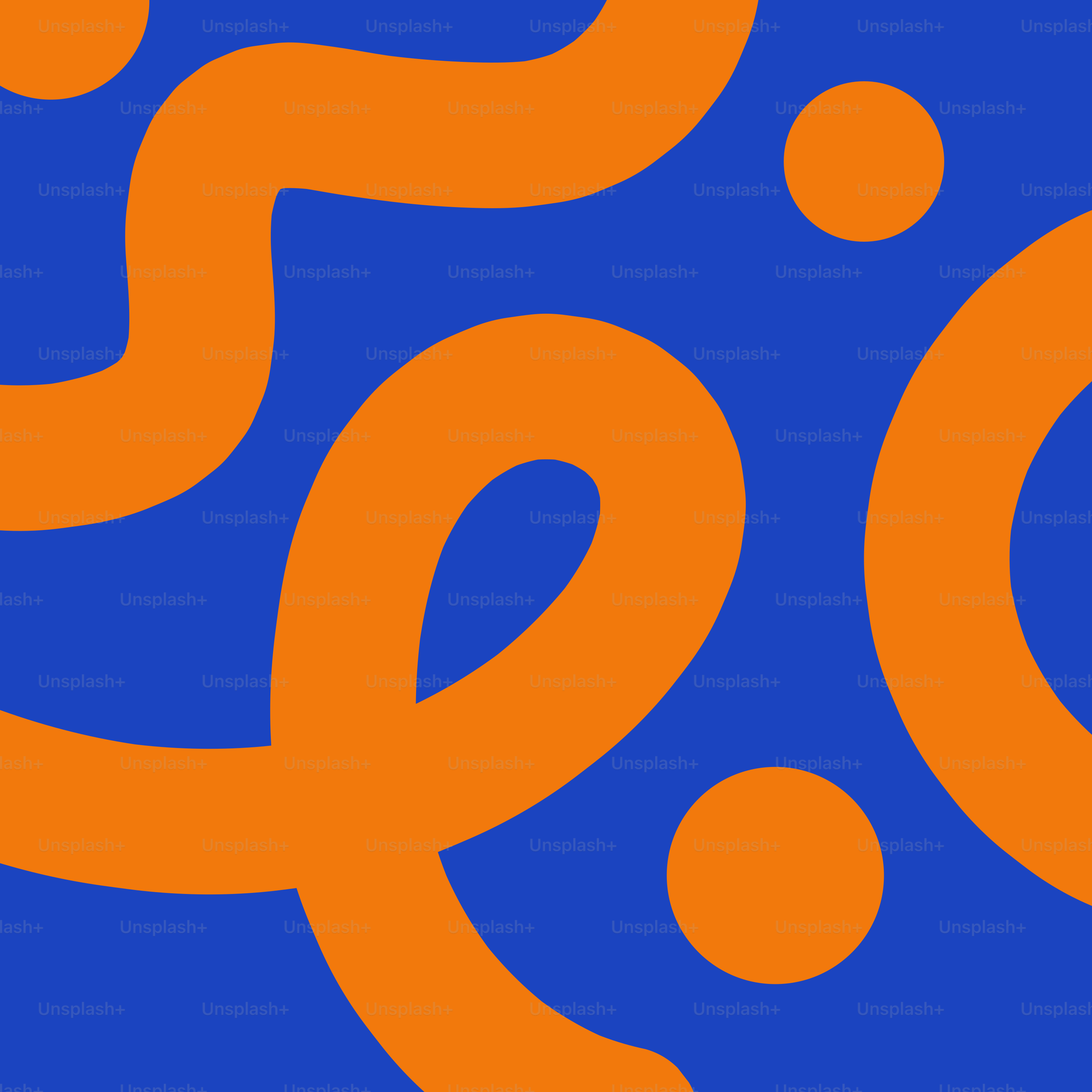 A blue and orange background with a stylized design