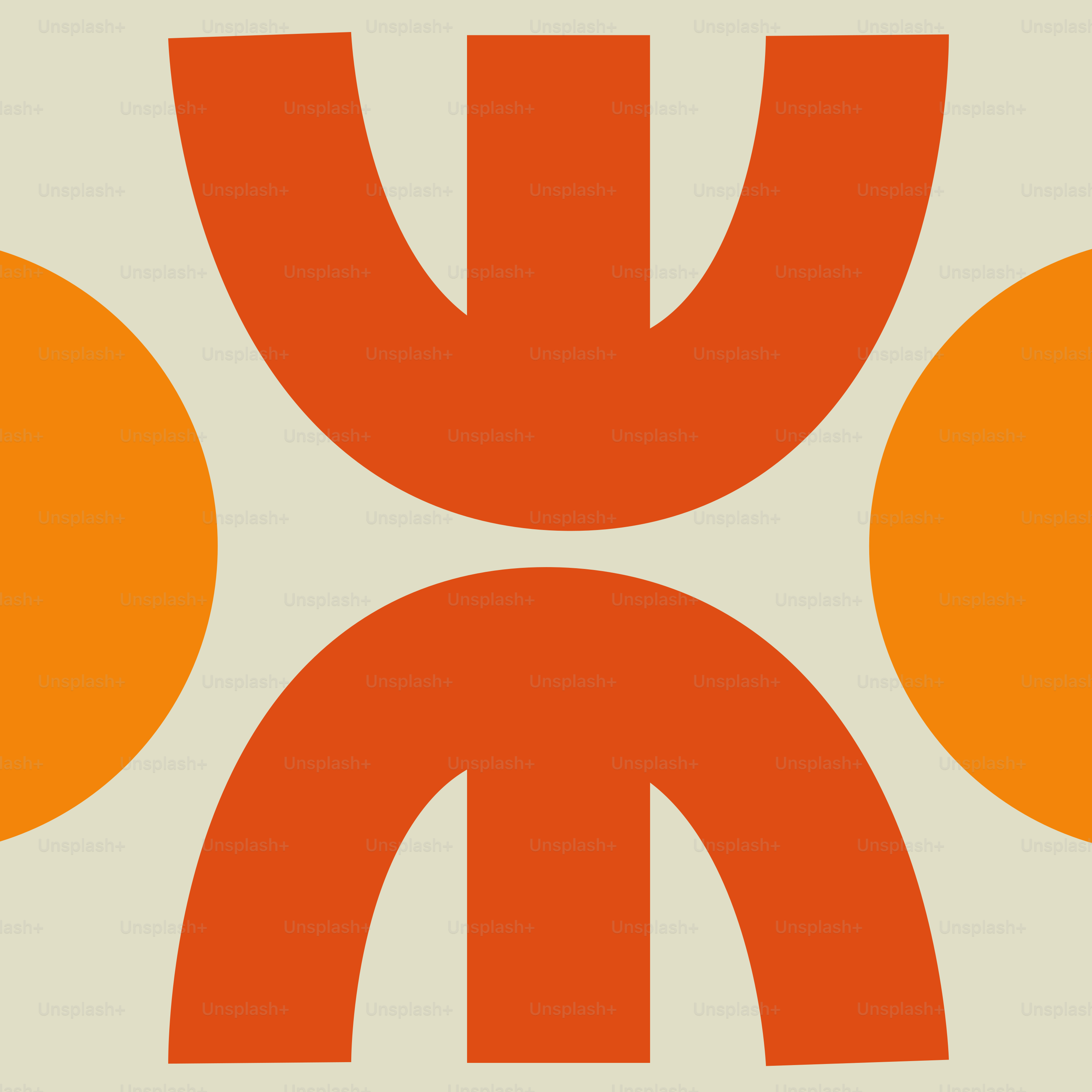 An orange and white logo with a person in the center