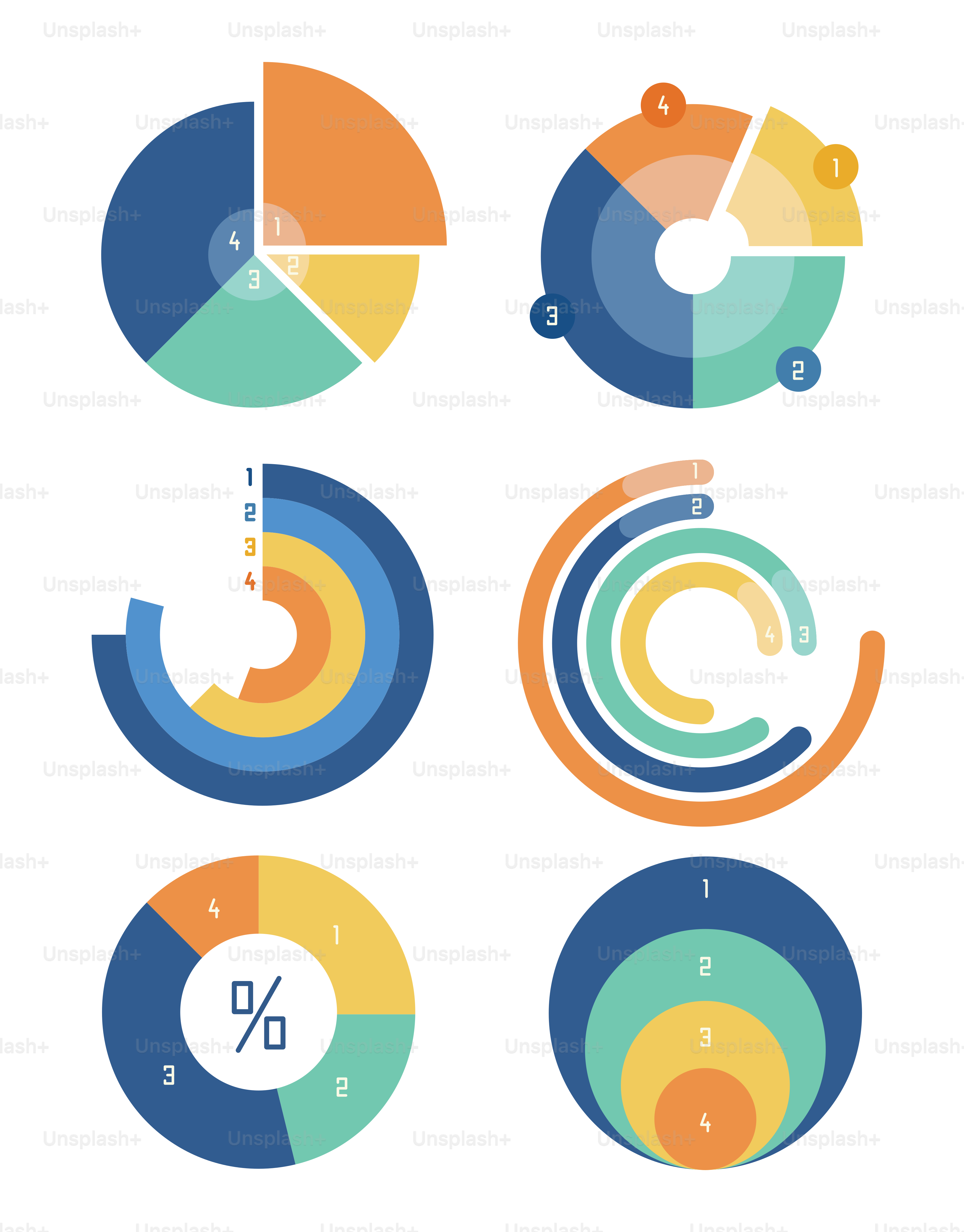 A bunch of different types of pies on a white background