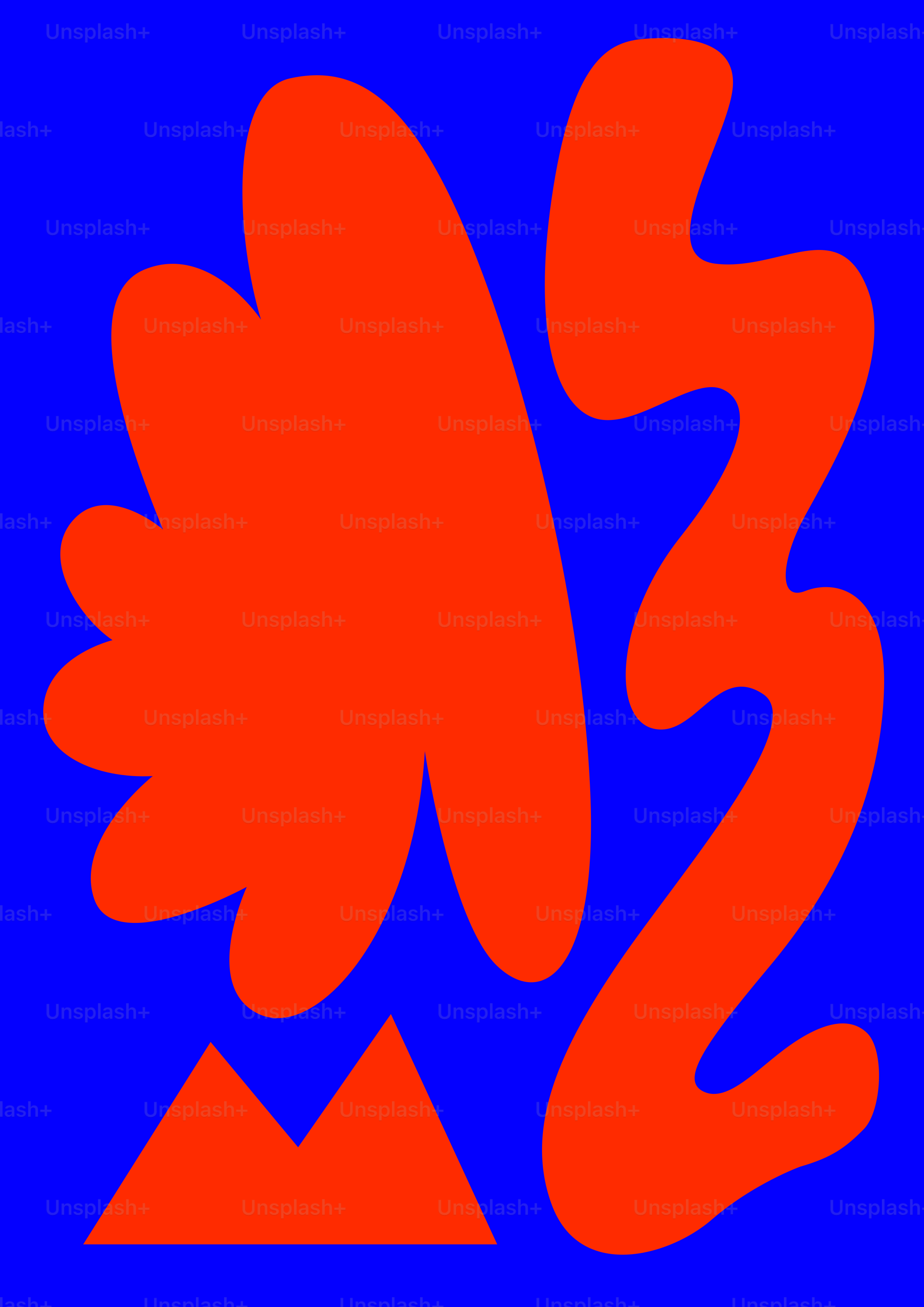 A blue and red square with a red fish on it