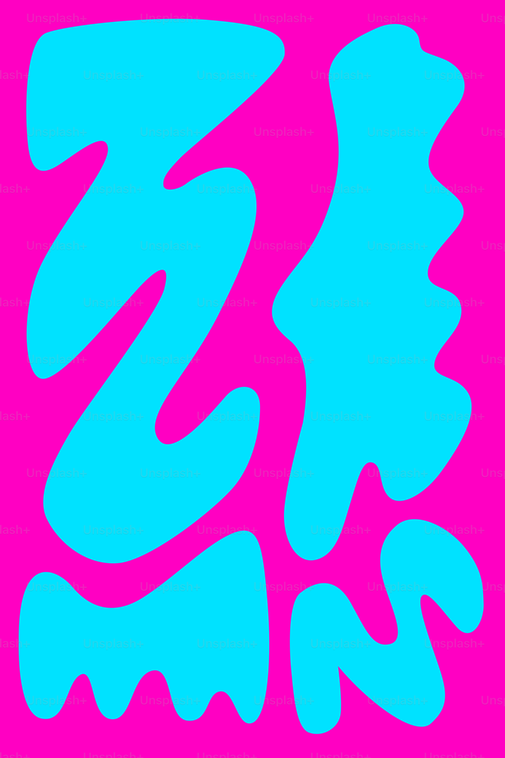 A pink and blue square with a blue design on it