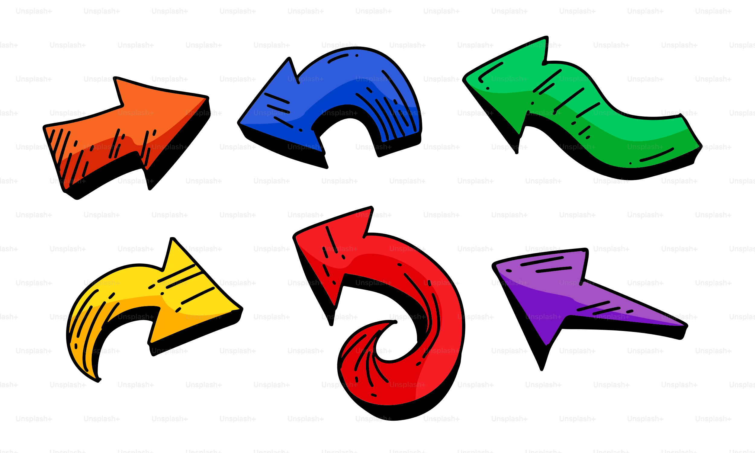 A group of colorful arrows pointing in different directions