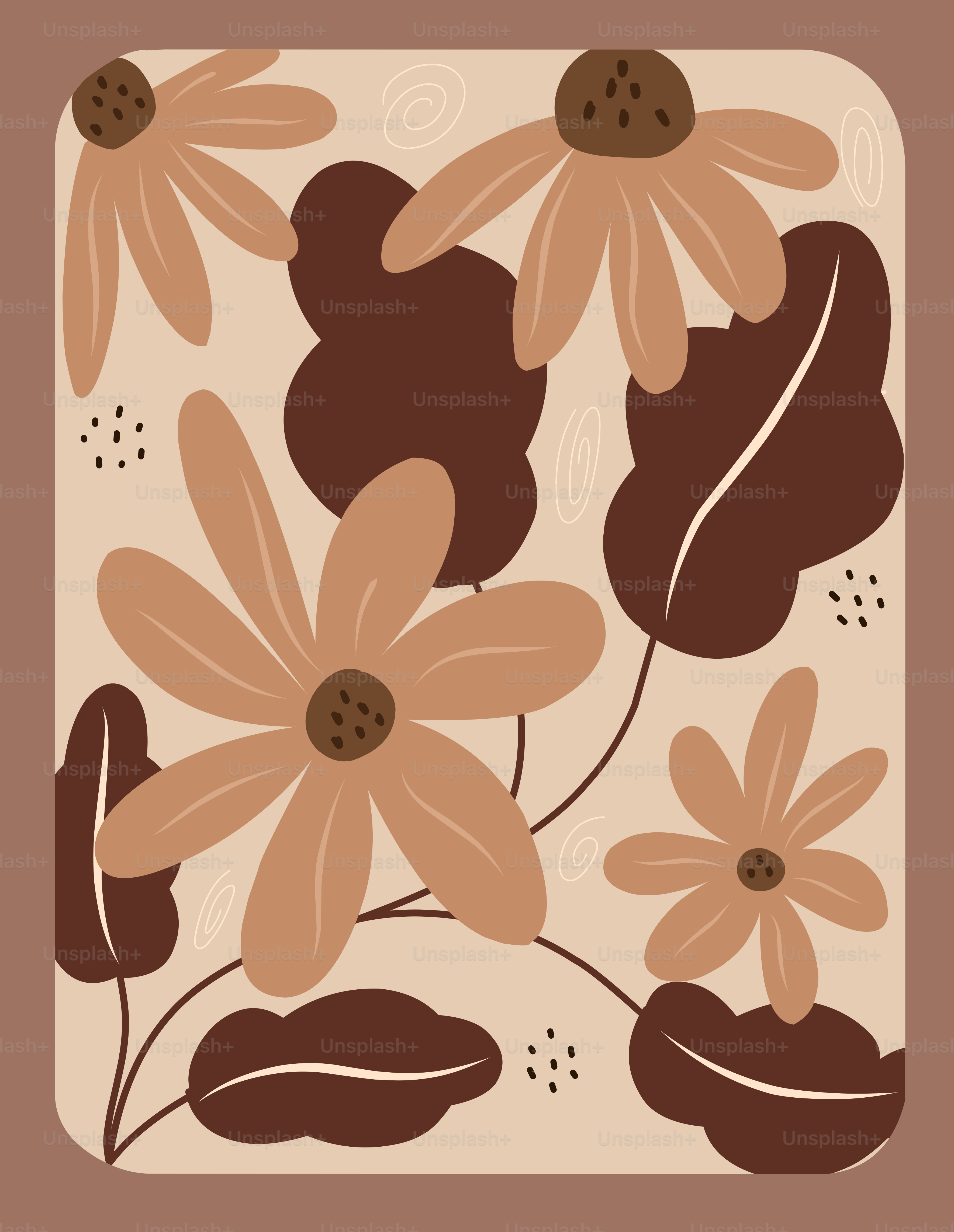 Una imagen de unas flores sobre un fondo marrón vector – Imagen de Fondo de  pantalla en Unsplash, image size:3000x3877