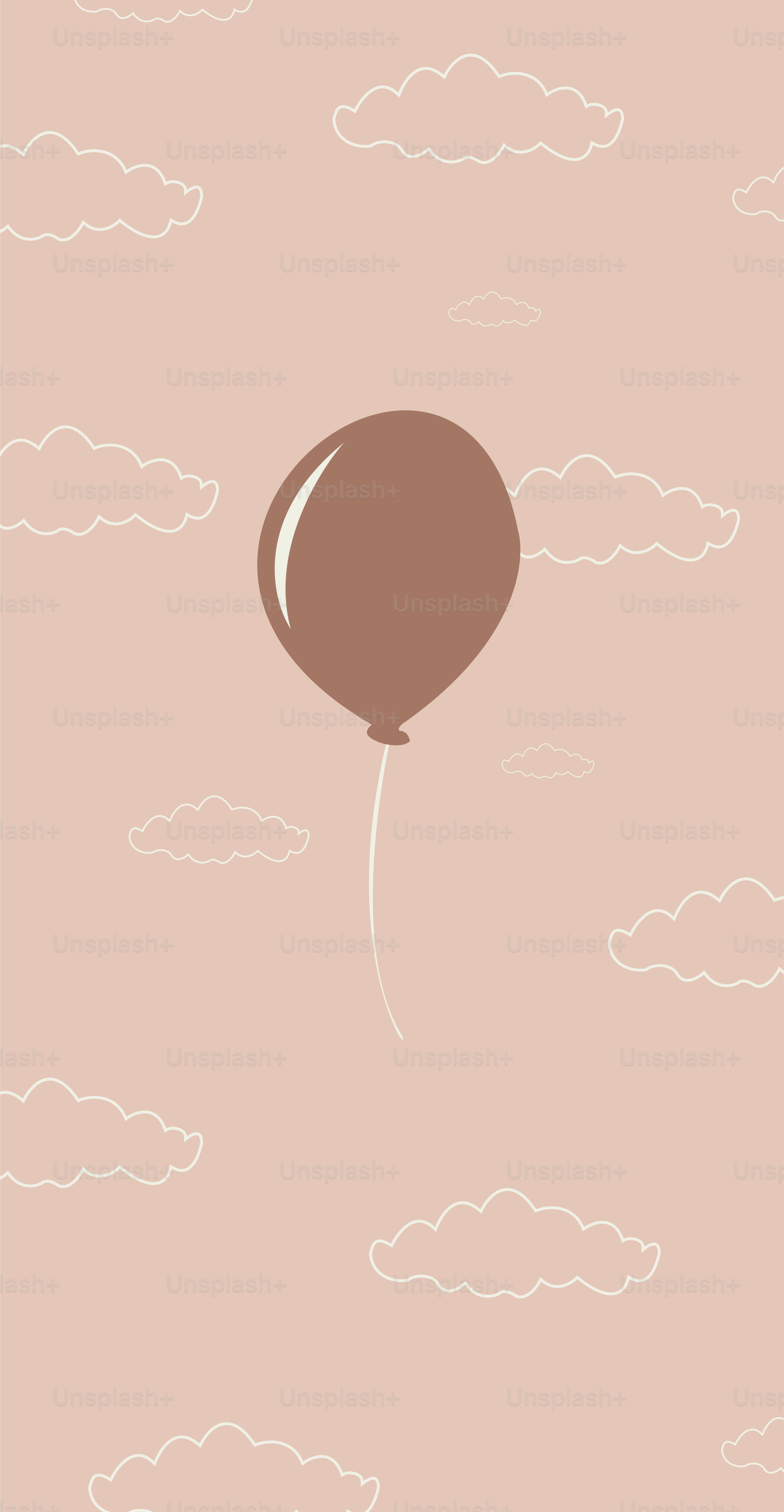 A brown balloon flying through the sky
