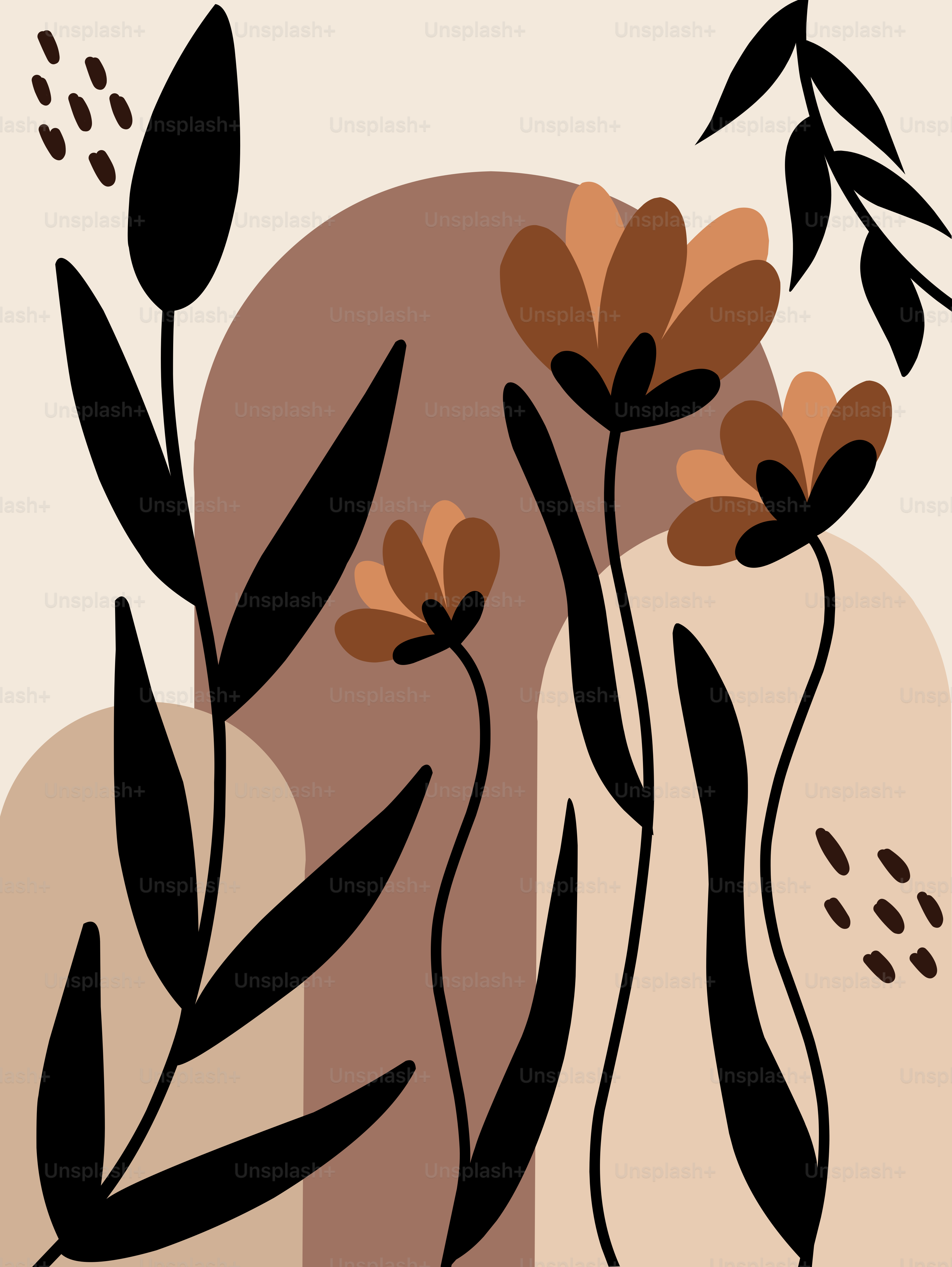 A painting of flowers on a beige background