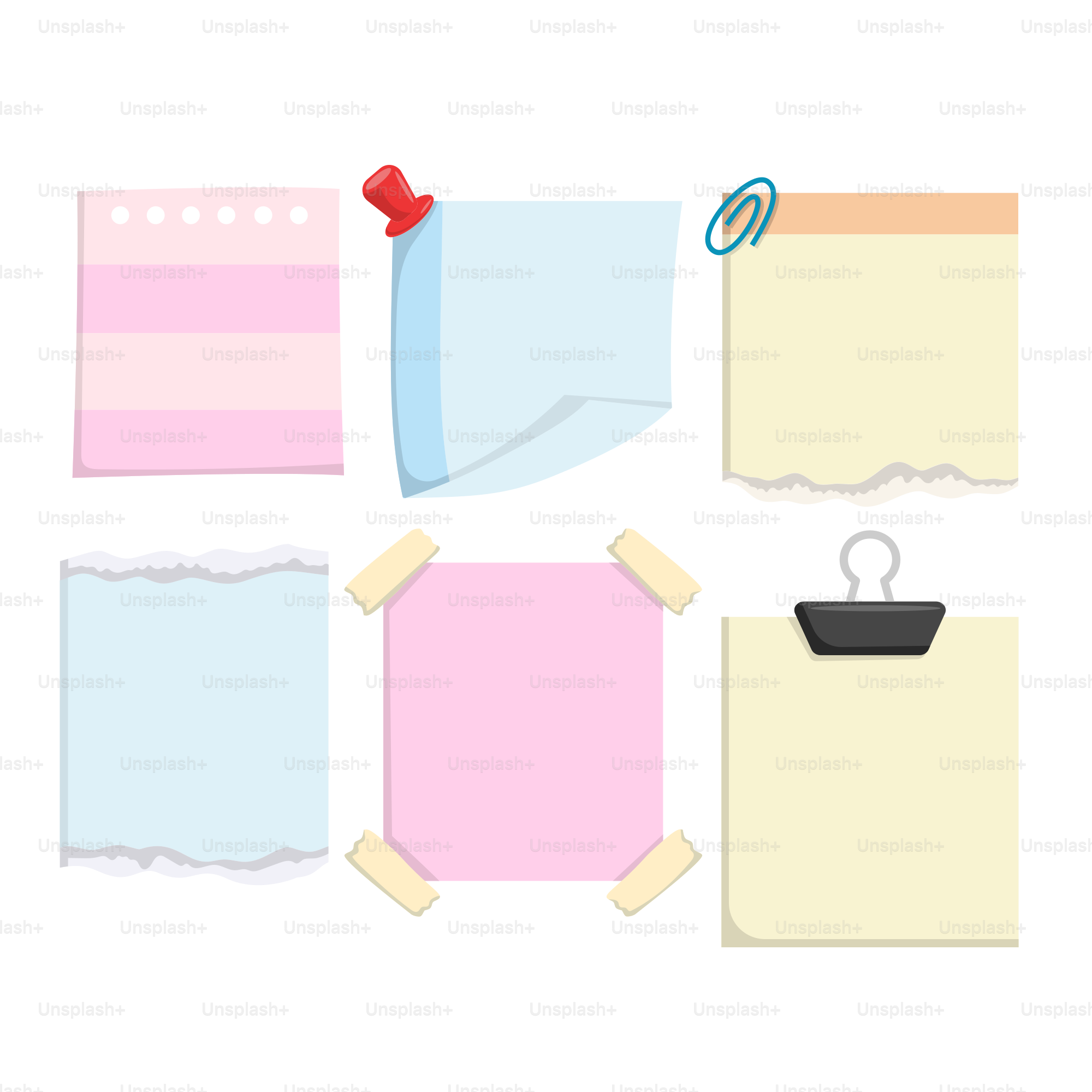 A bunch of sticky notes with a red pin