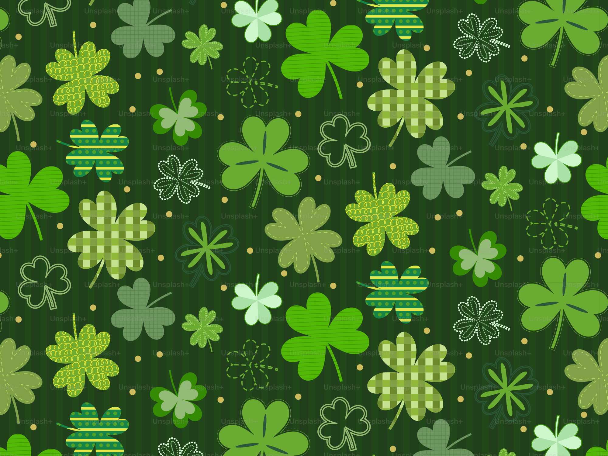 A green and white pattern with shamrocks on it
