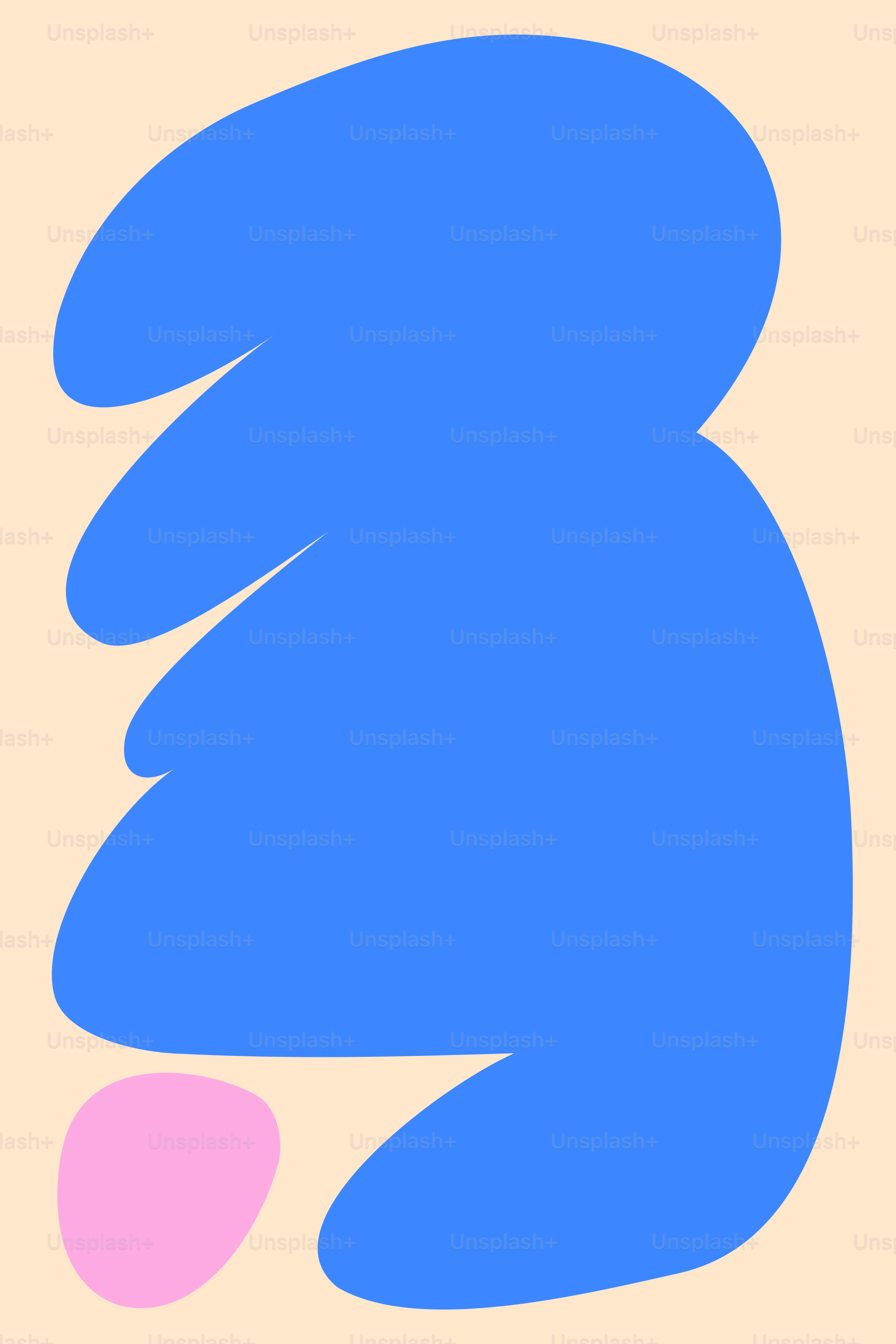 Ein blau-rosa abstraktes Gemälde auf beigefarbenem Hintergrund