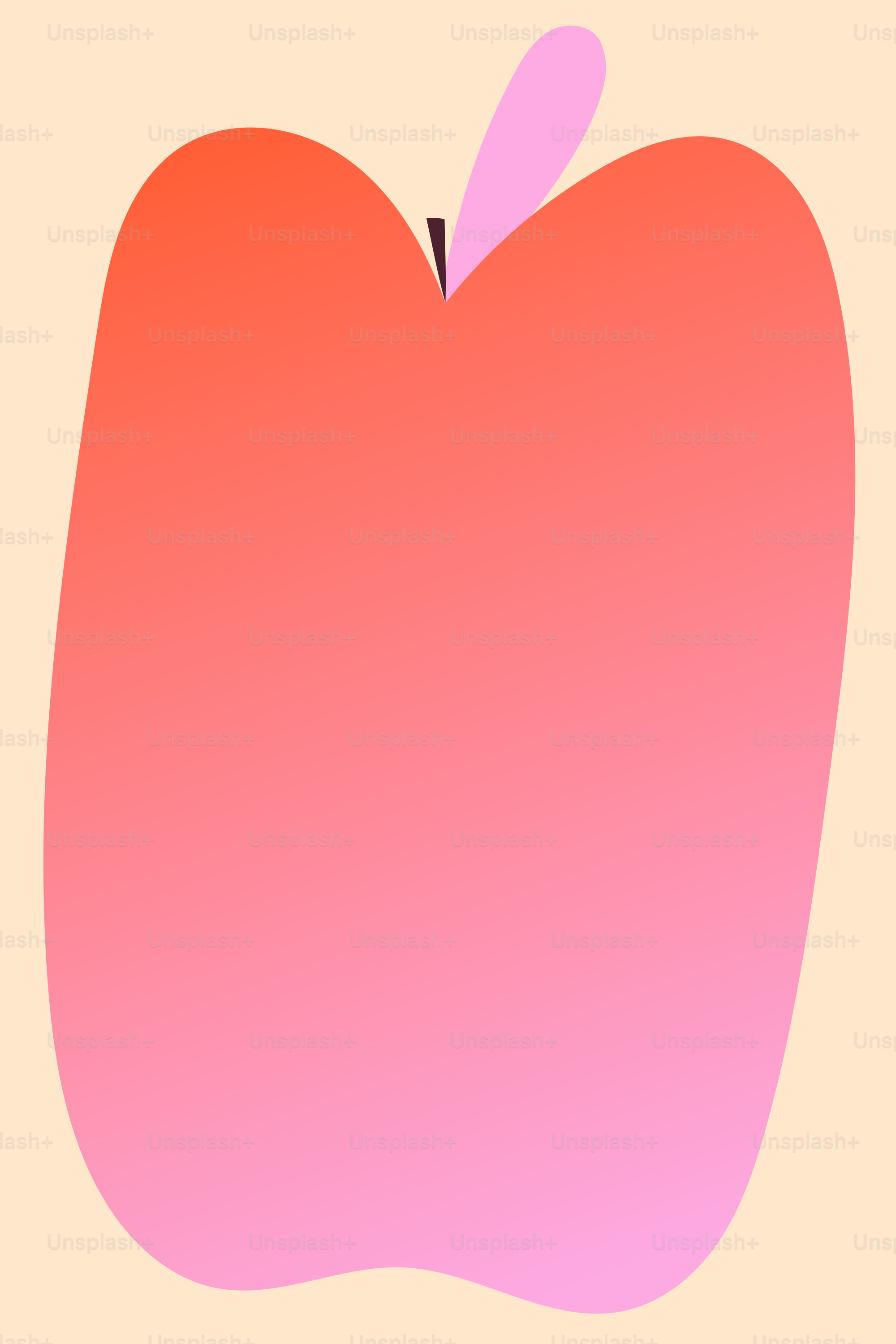 A red apple with a pink center on a yellow background