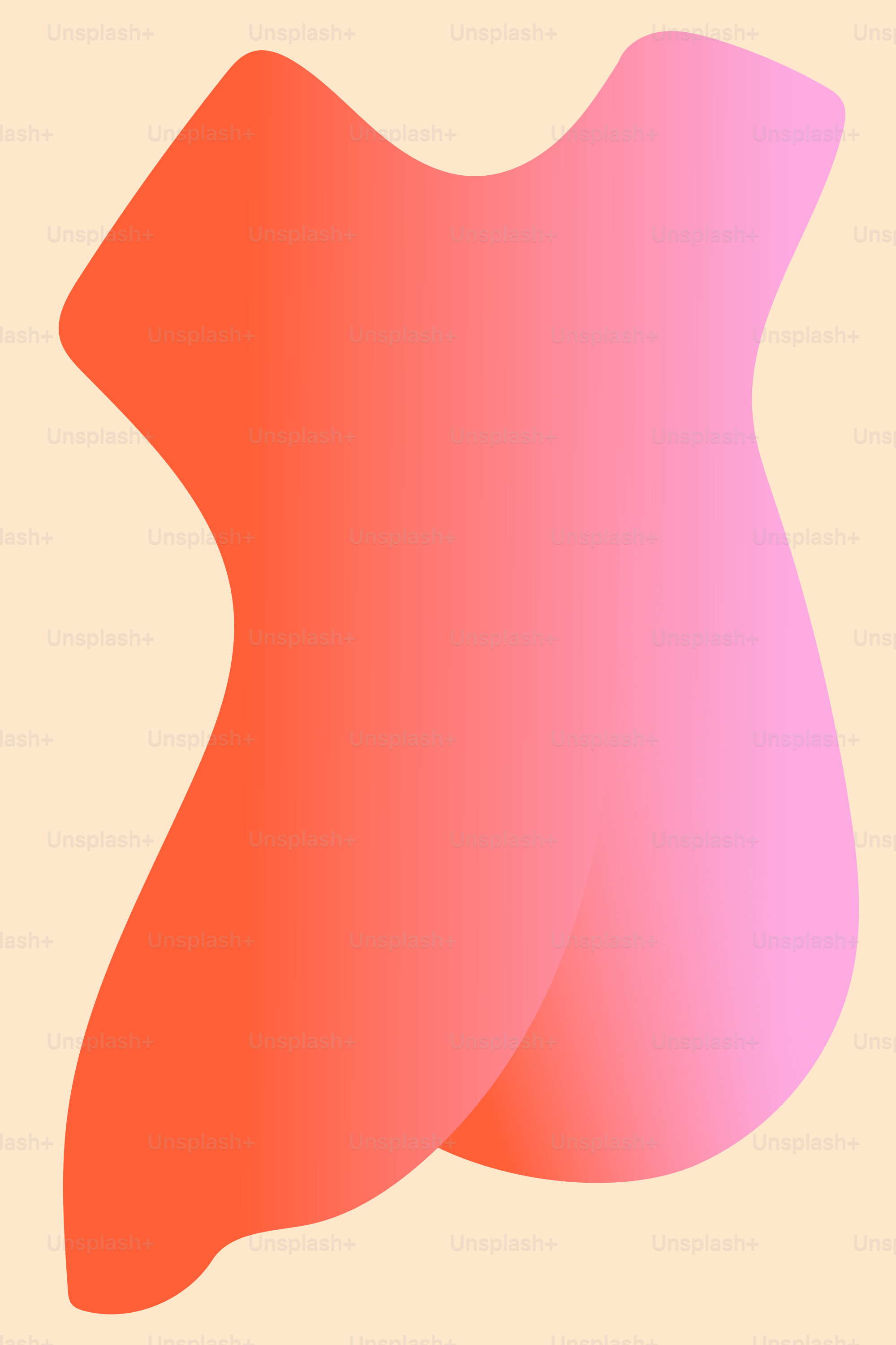 Eine rosa und orange abstrakte Form auf beigem Hintergrund