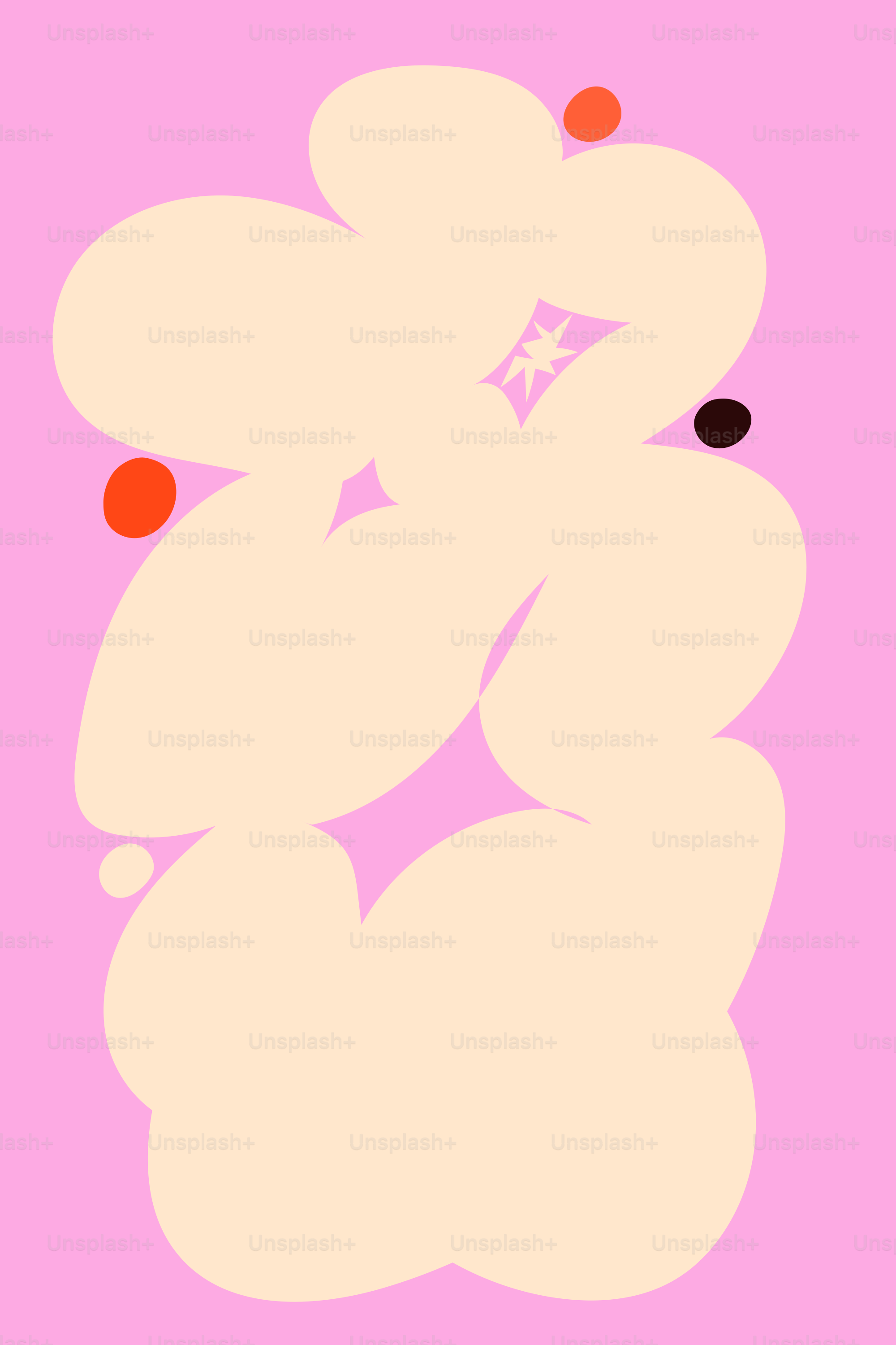 Ein rosa Hintergrund mit einem roten und einem schwarzen Punkt