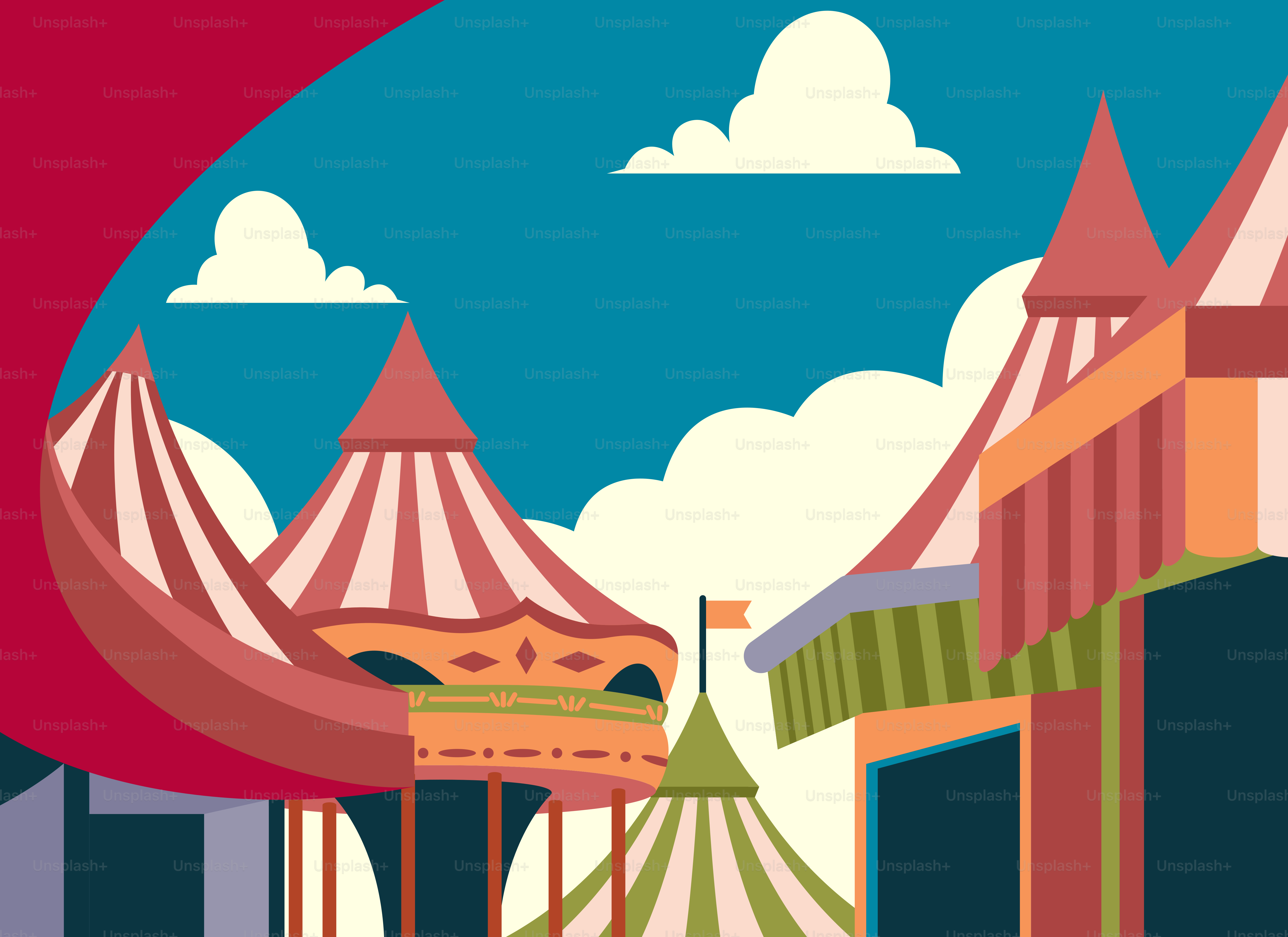 A carnival with a large number of tents