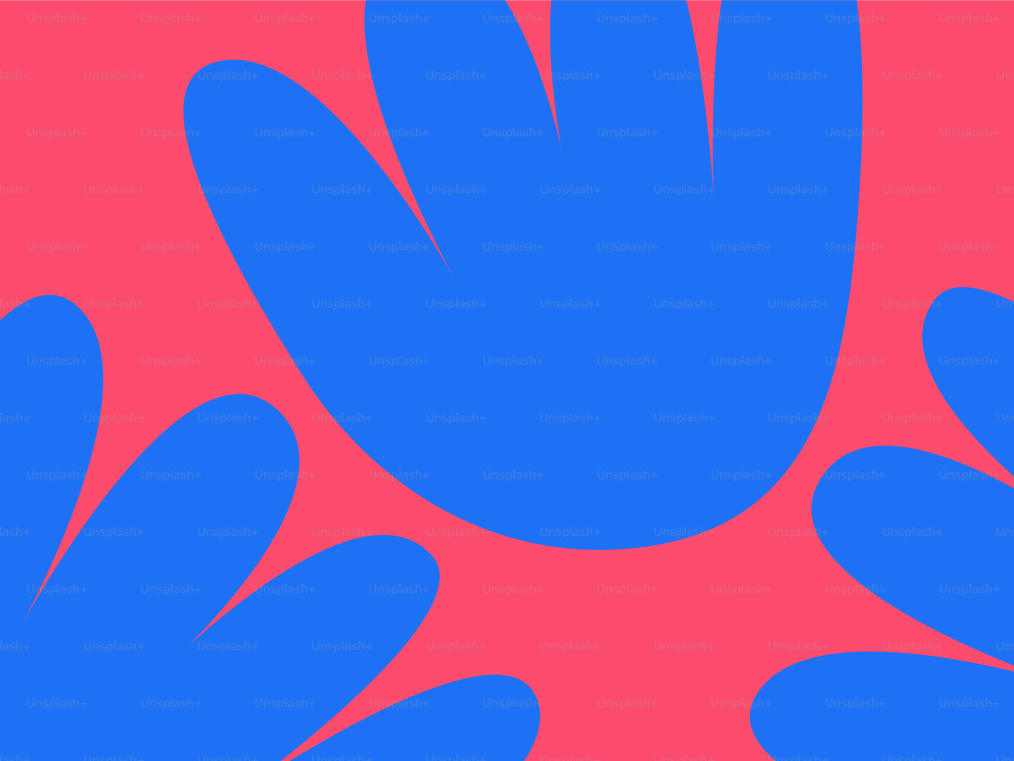 Un fiore blu su sfondo rosso