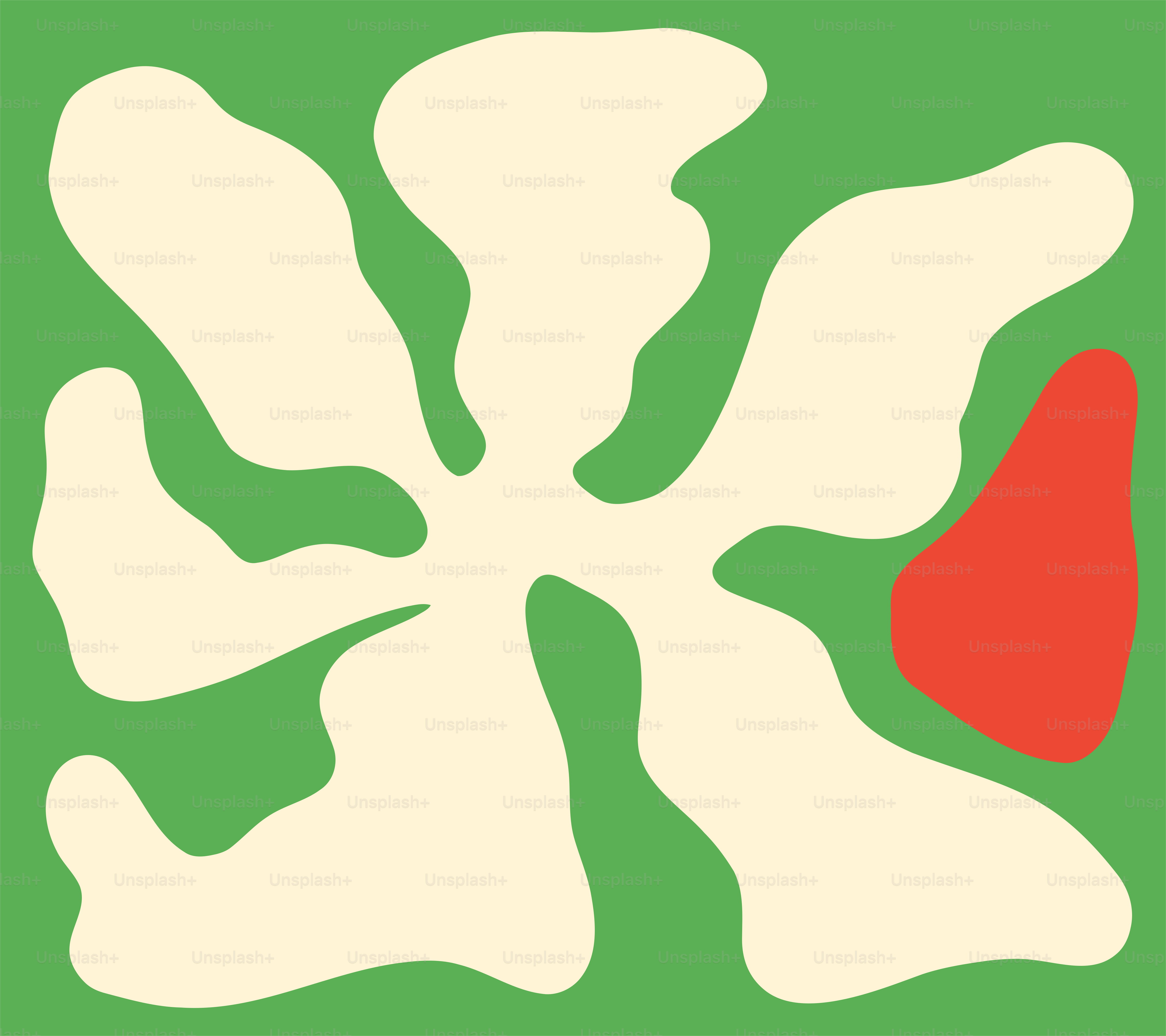 A green and white square with a red heart