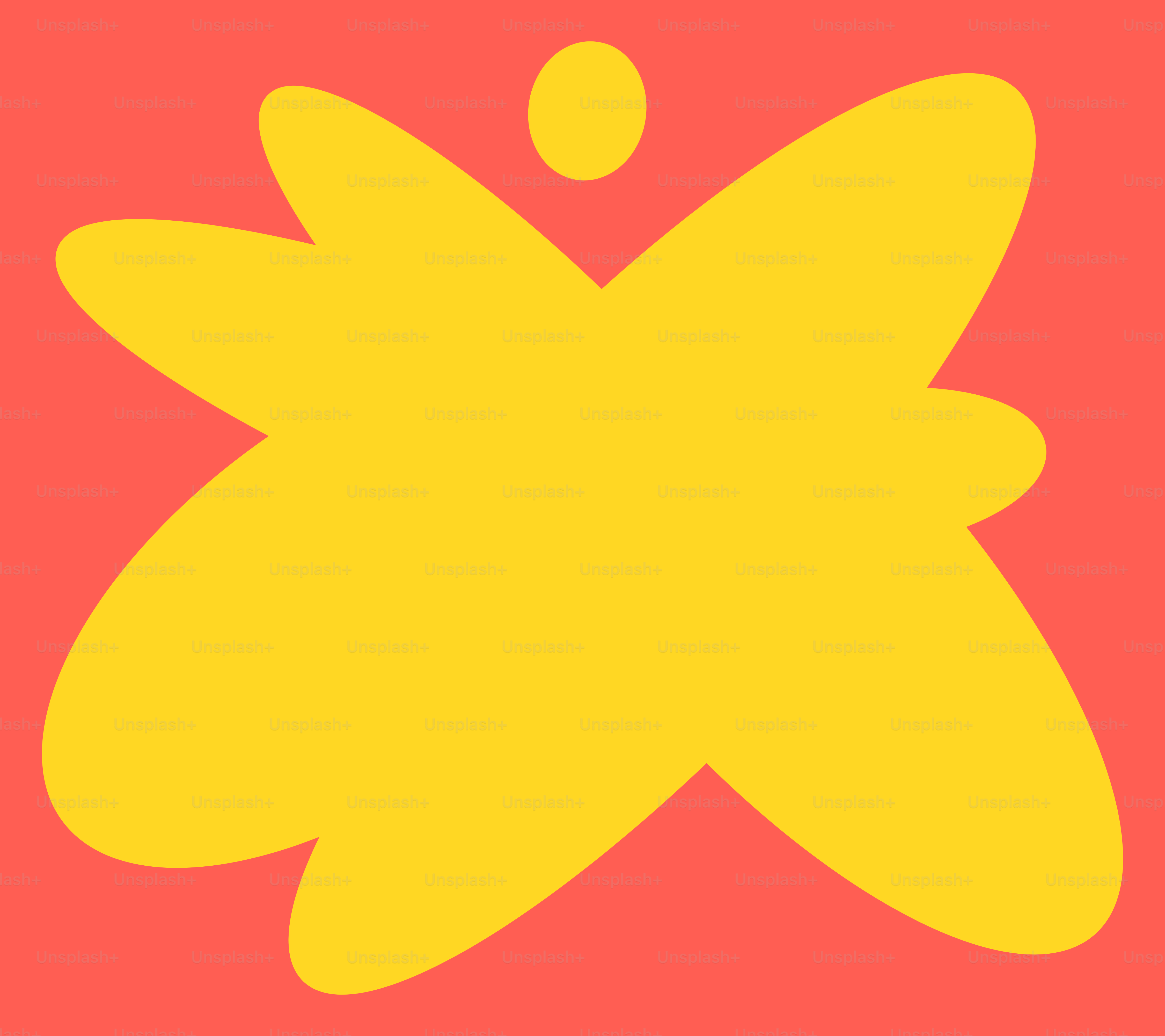 Ein gelber Schmetterling auf rotem Hintergrund