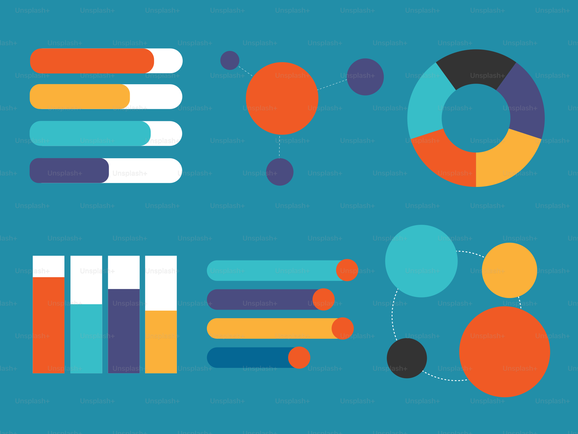 Ein blauer Hintergrund mit einer Reihe verschiedener Formen