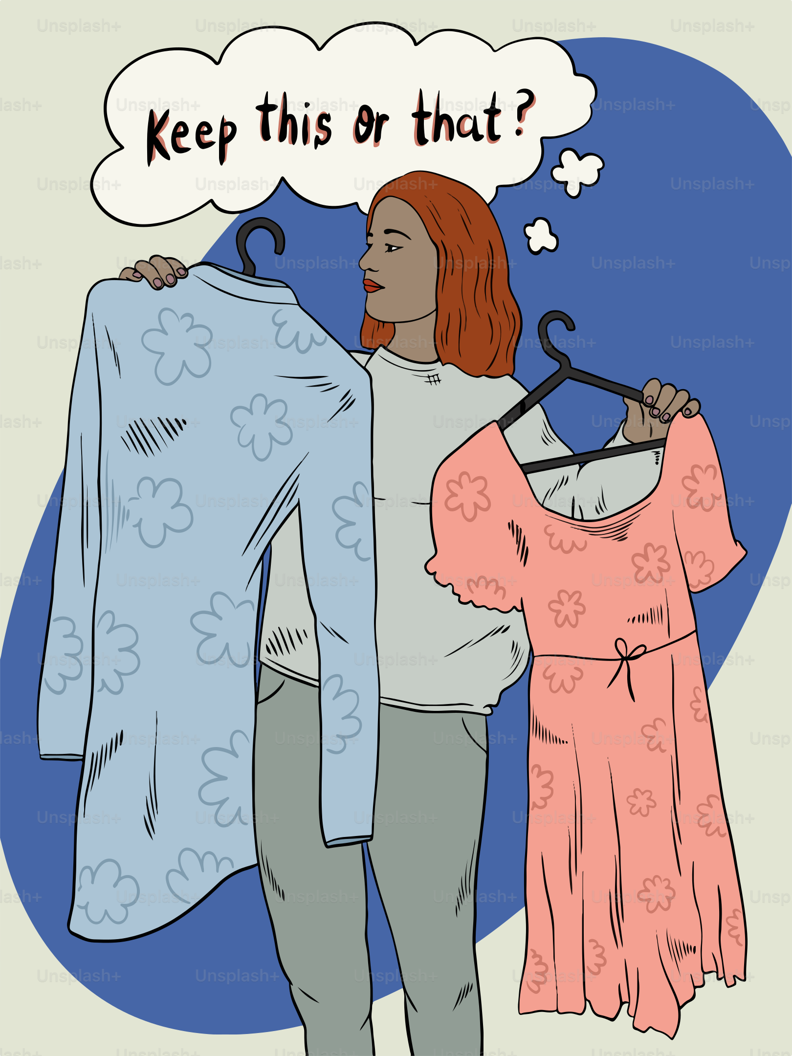 A woman standing next to a man holding a shirt