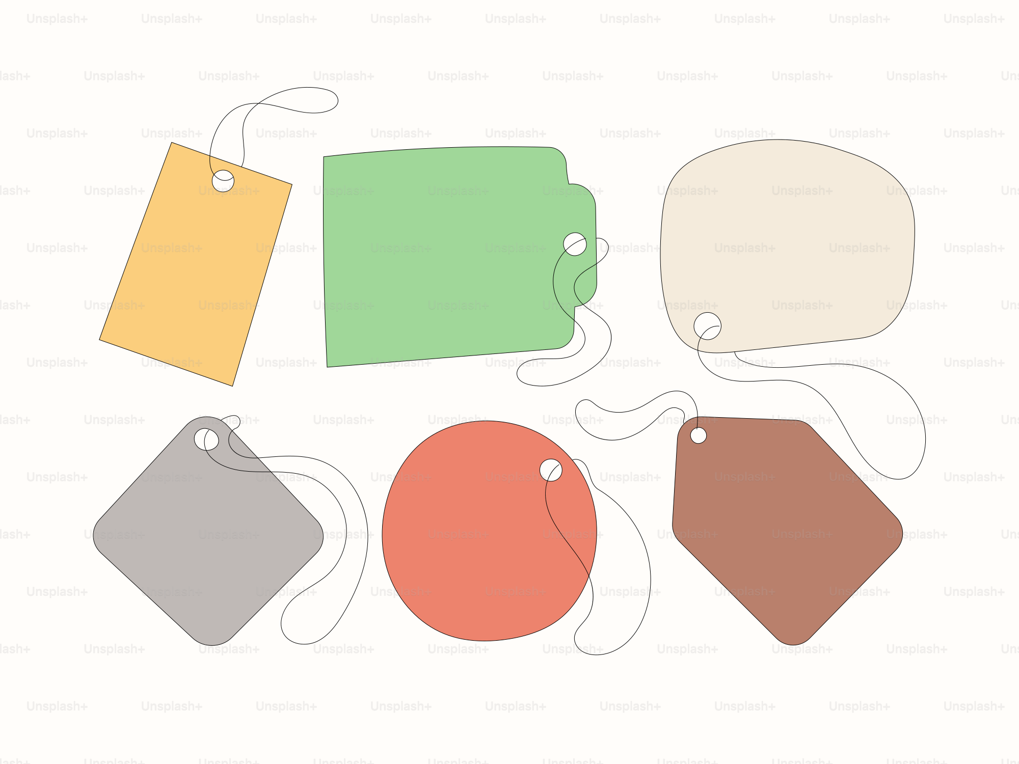 흰색 배경의 태그 모음