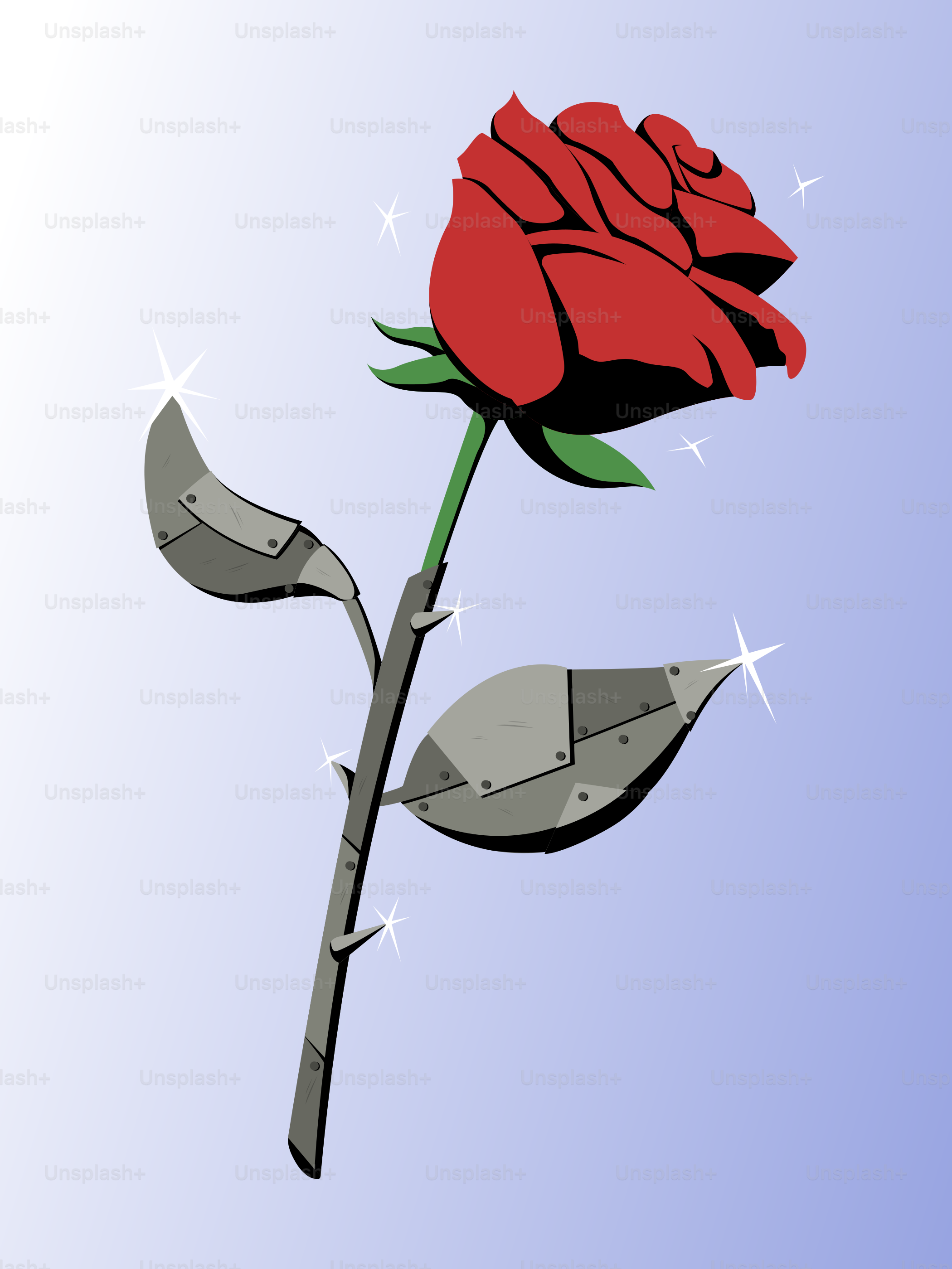 A single red rose on a blue background