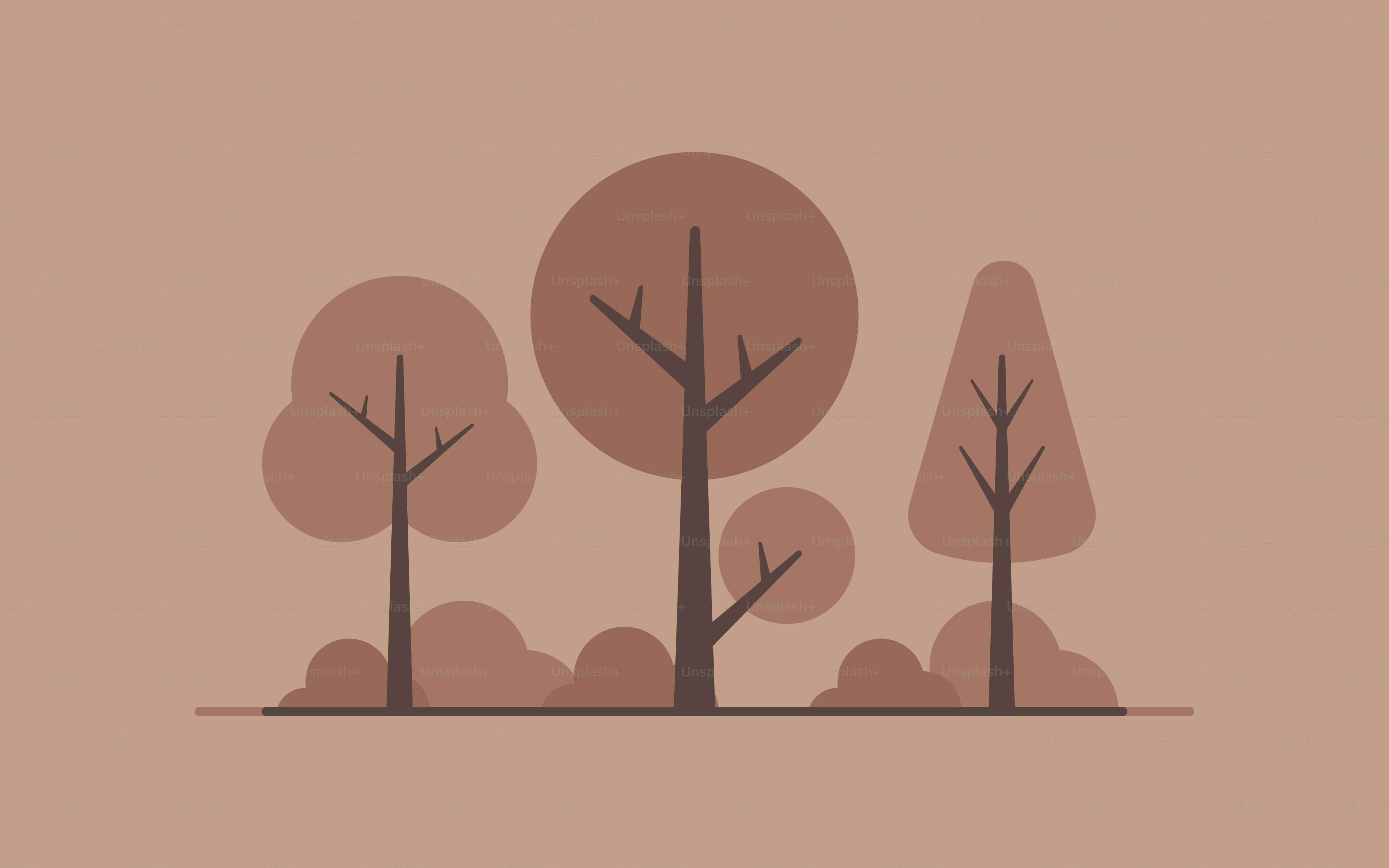 A group of trees with brown leaves on them