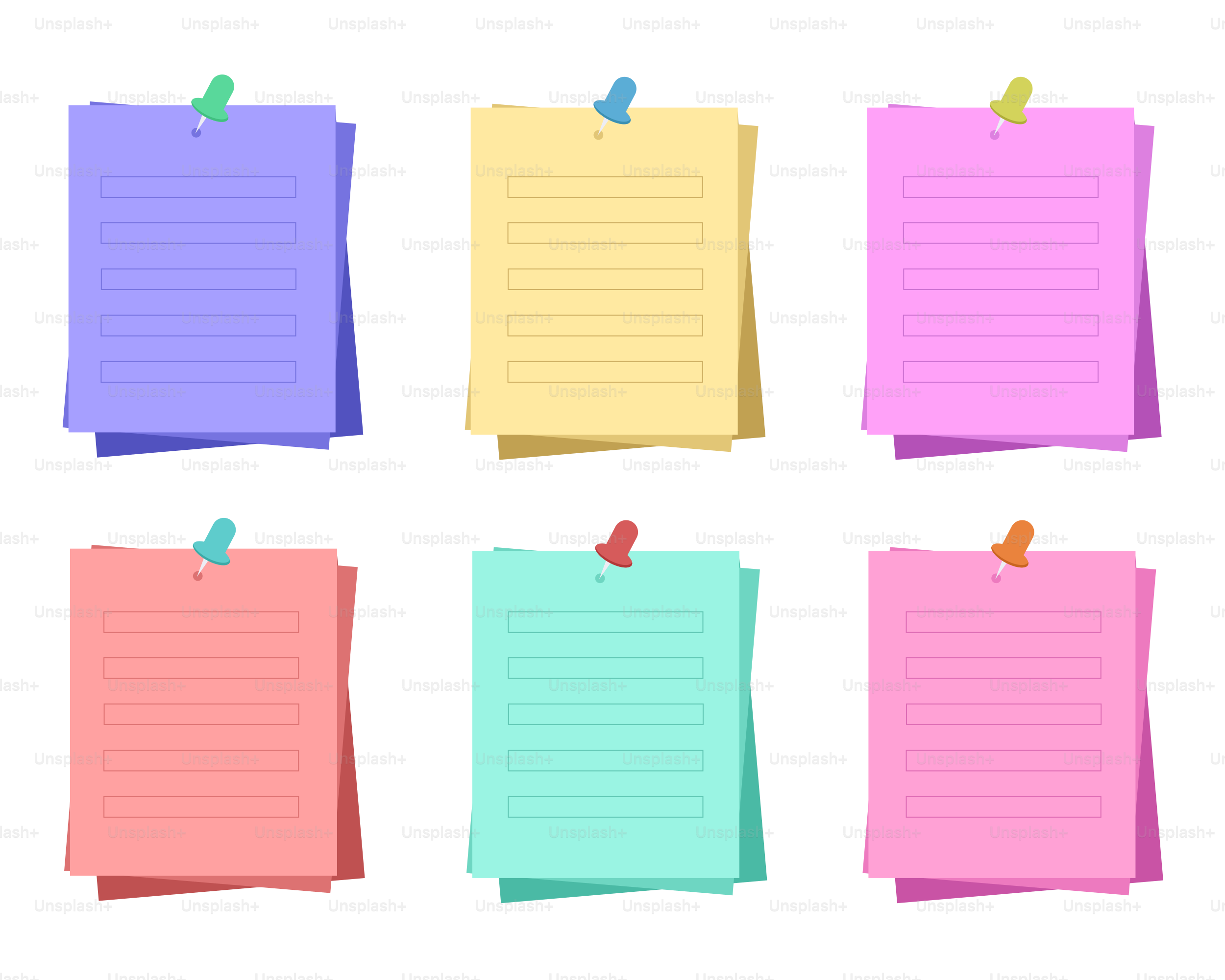 A group of colored sticky notes pinned to a wall vector – Education Image  on Unsplash, image size:3000x2400