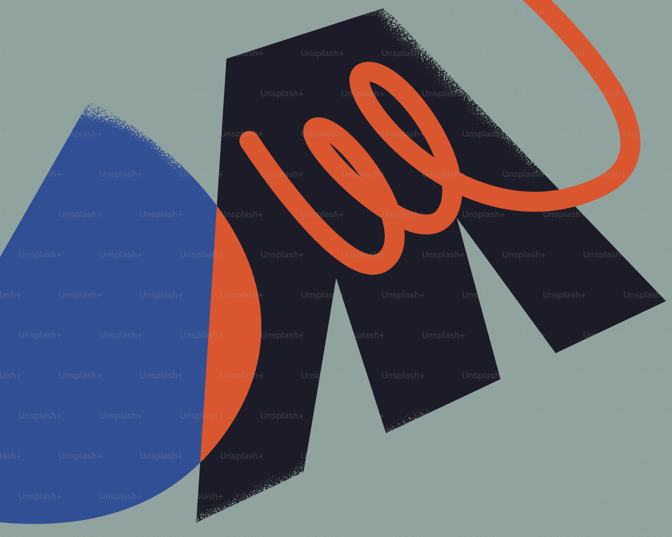 灰色の背景に青とオレンジのロゴ