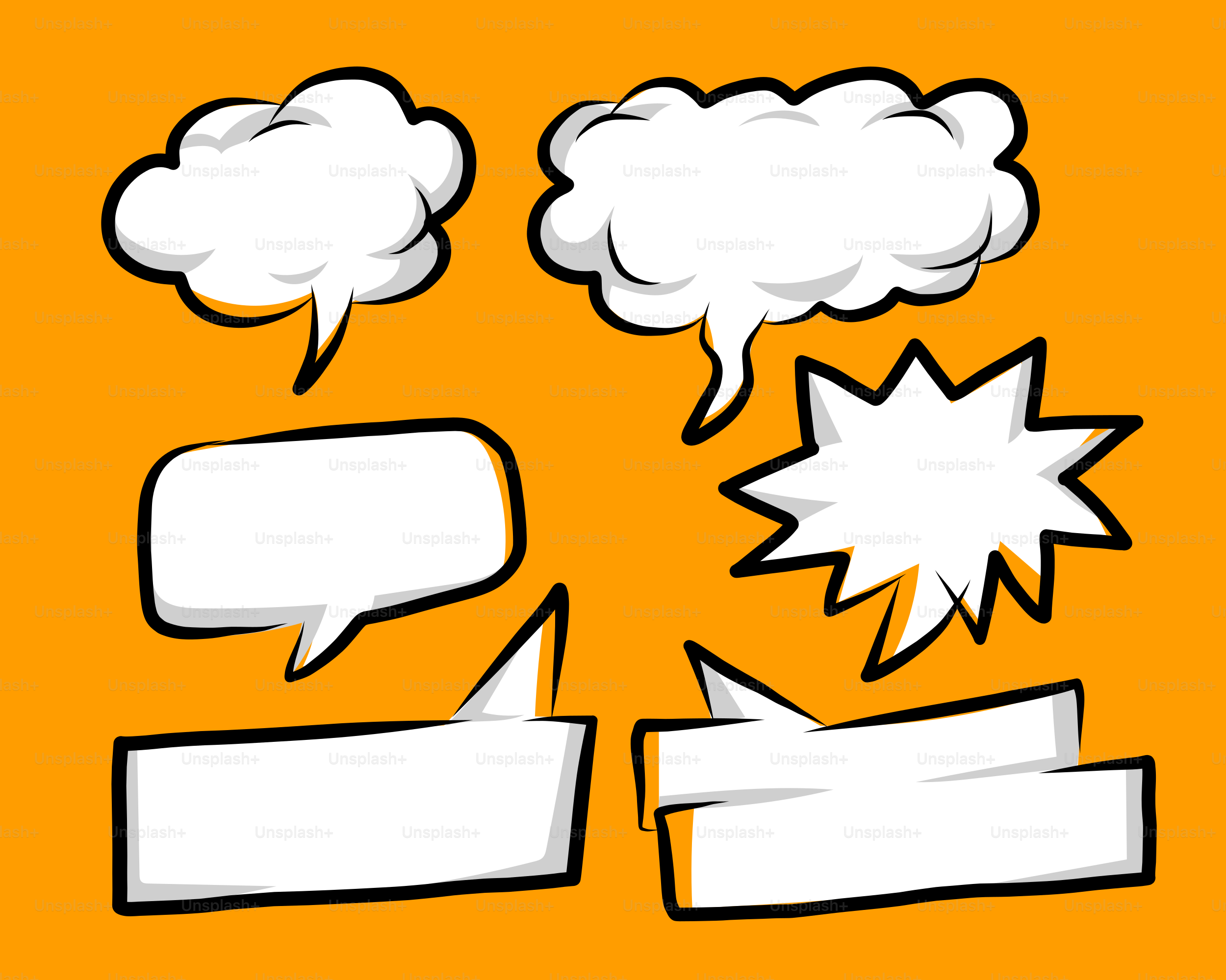 Un conjunto de bocadillos sobre un fondo naranja