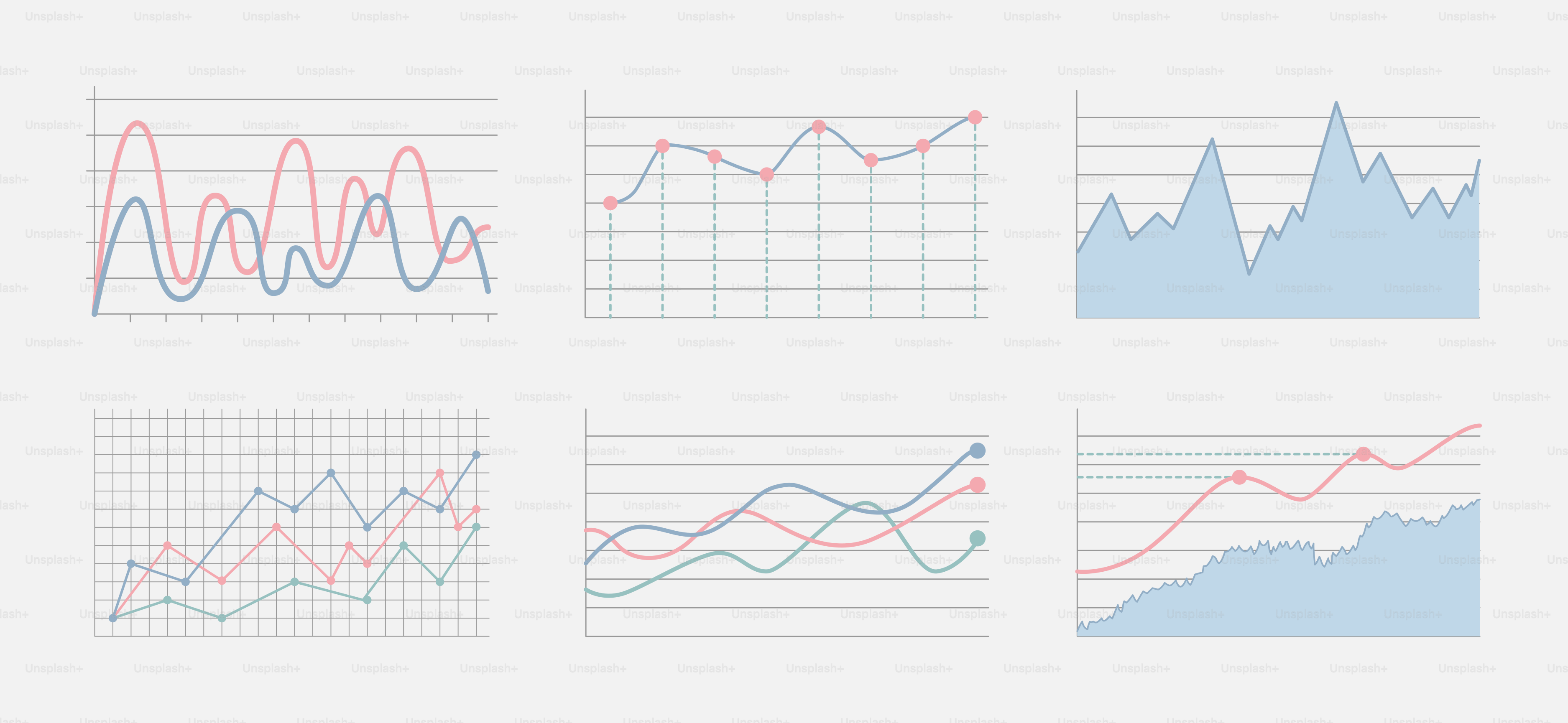 Un mucchio di grafici che si trovano su un muro