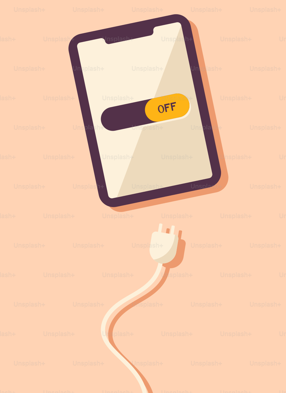 A cell phone plugged in to a charger