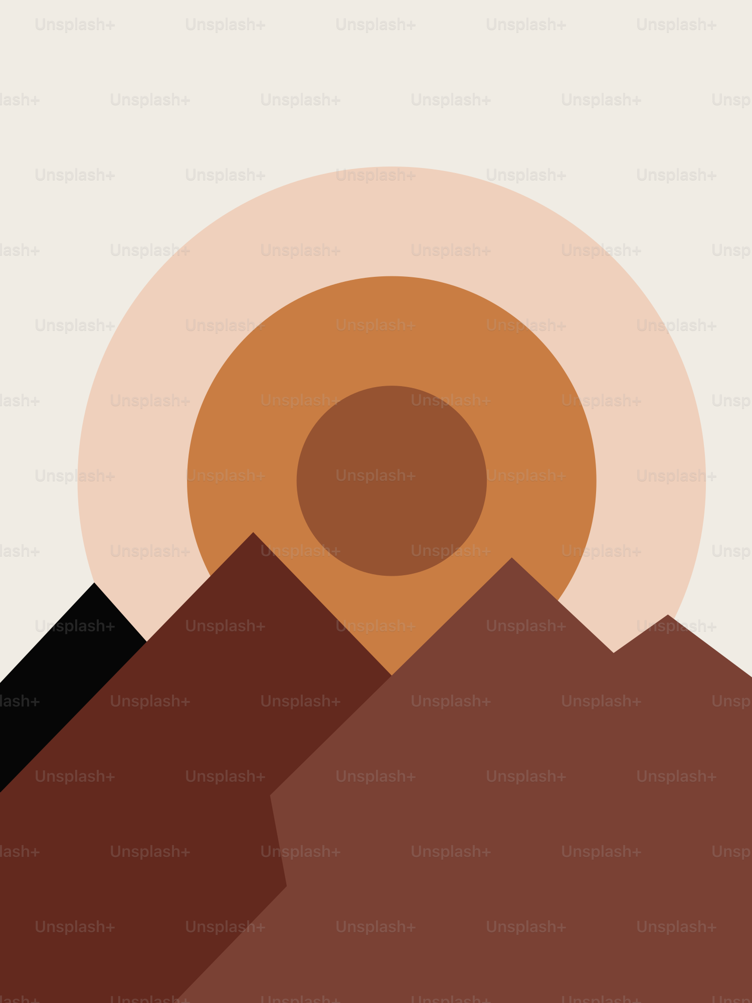 Une image d’une montagne avec un soleil en arrière-plan