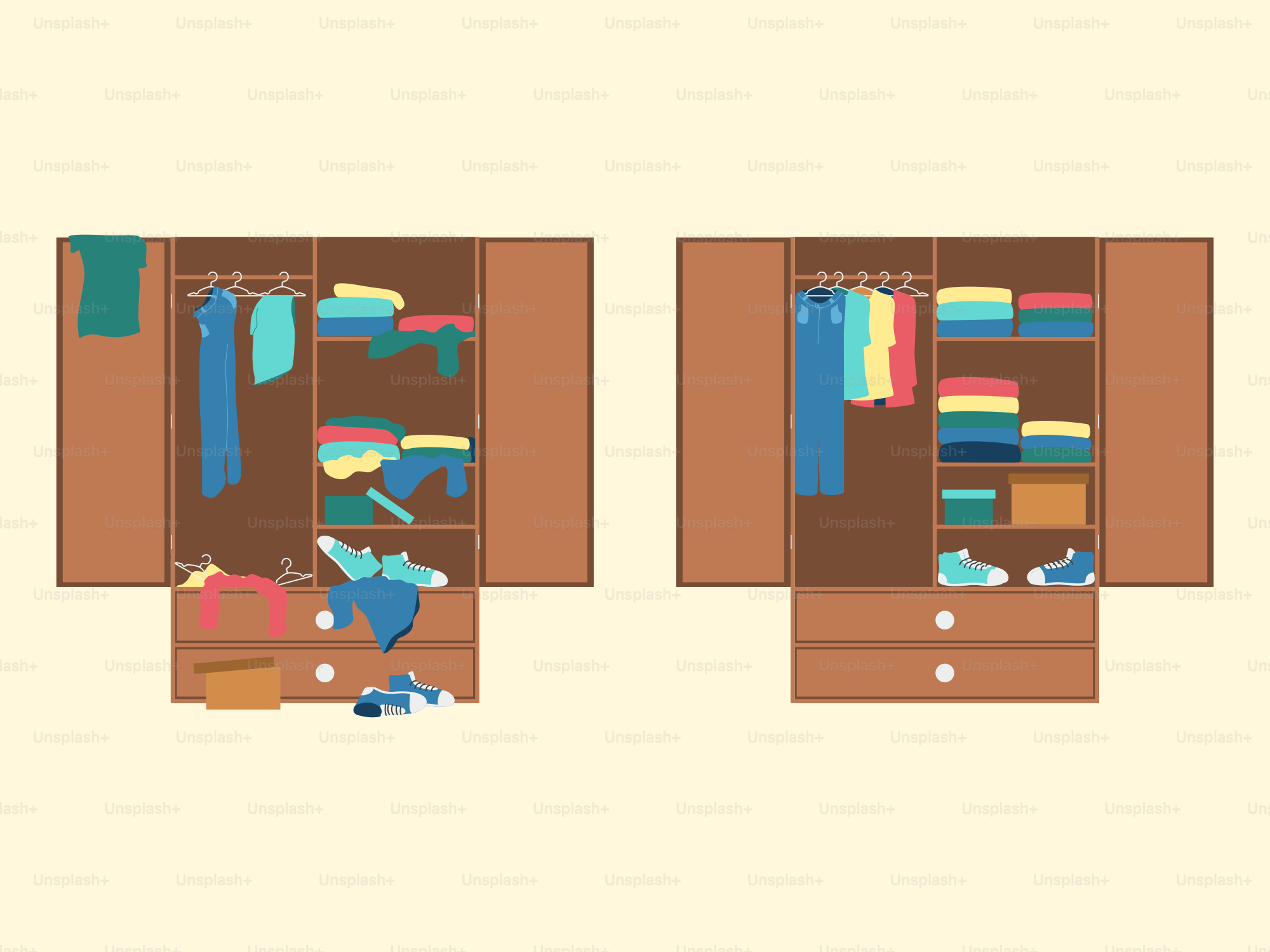 A picture of a closet filled with clothes