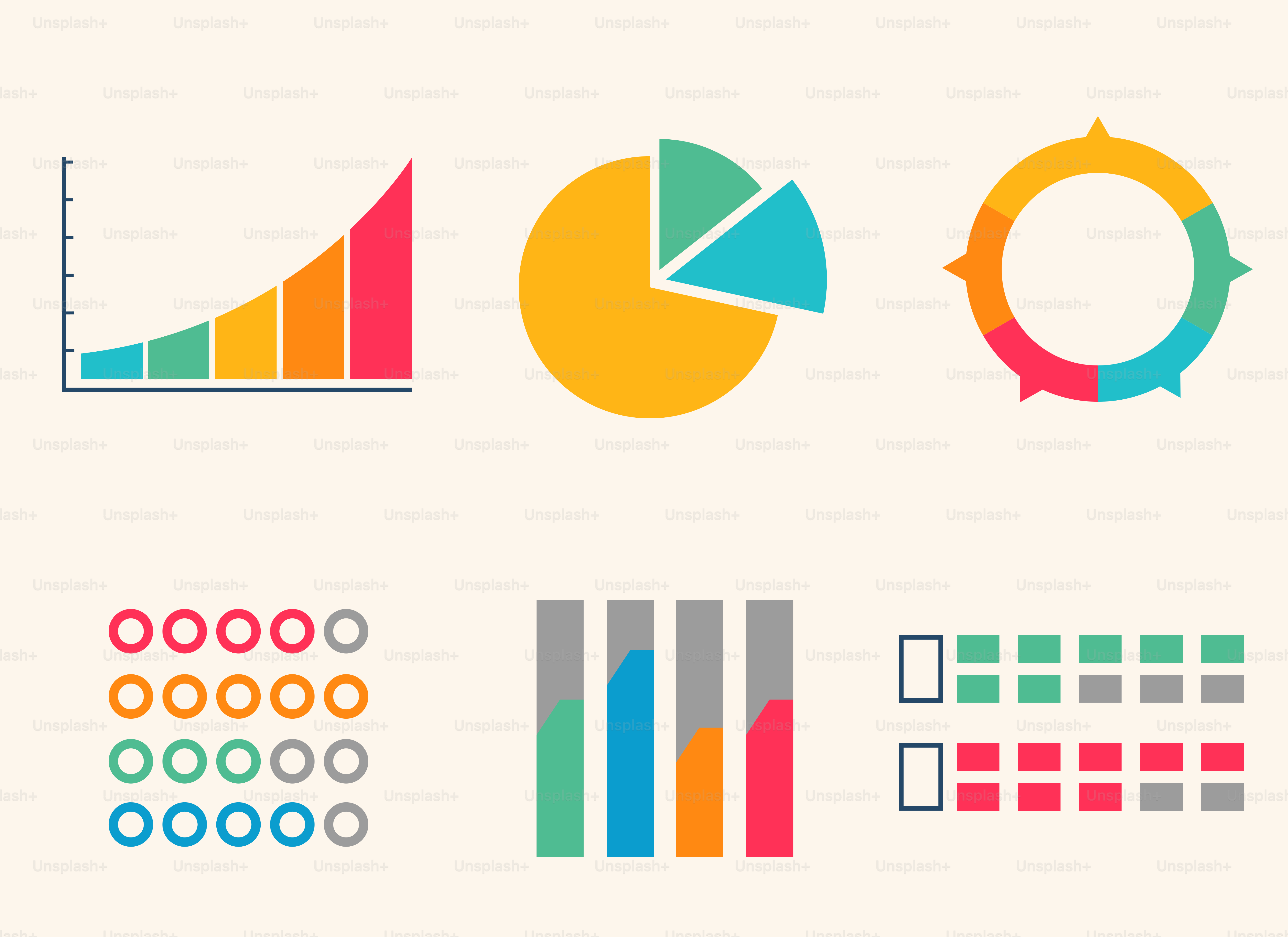 A bunch of different types of graphs on a white background vector ...