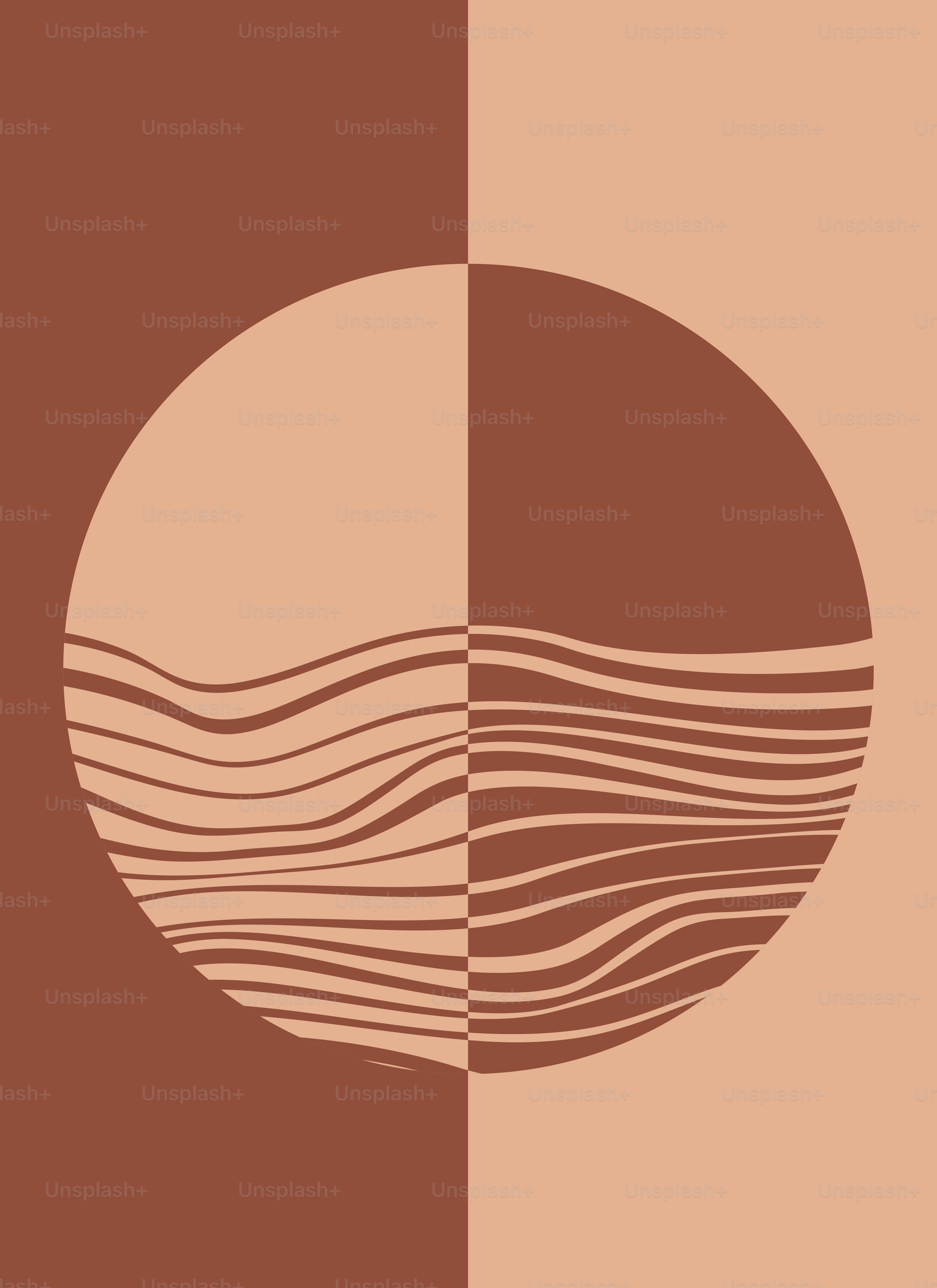 A brown and beige poster with a sun and waves