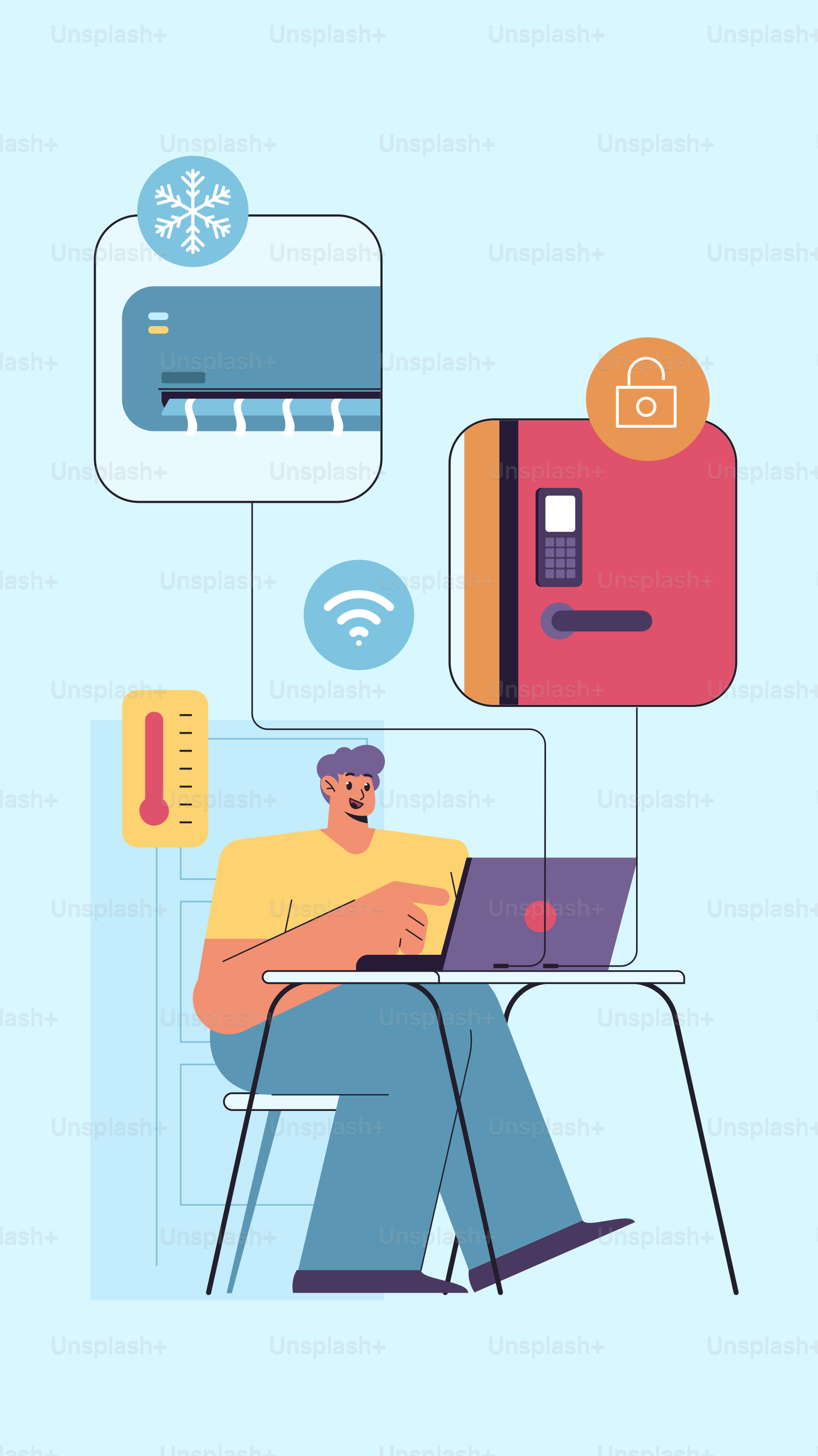 Um homem sentado em frente a um laptop