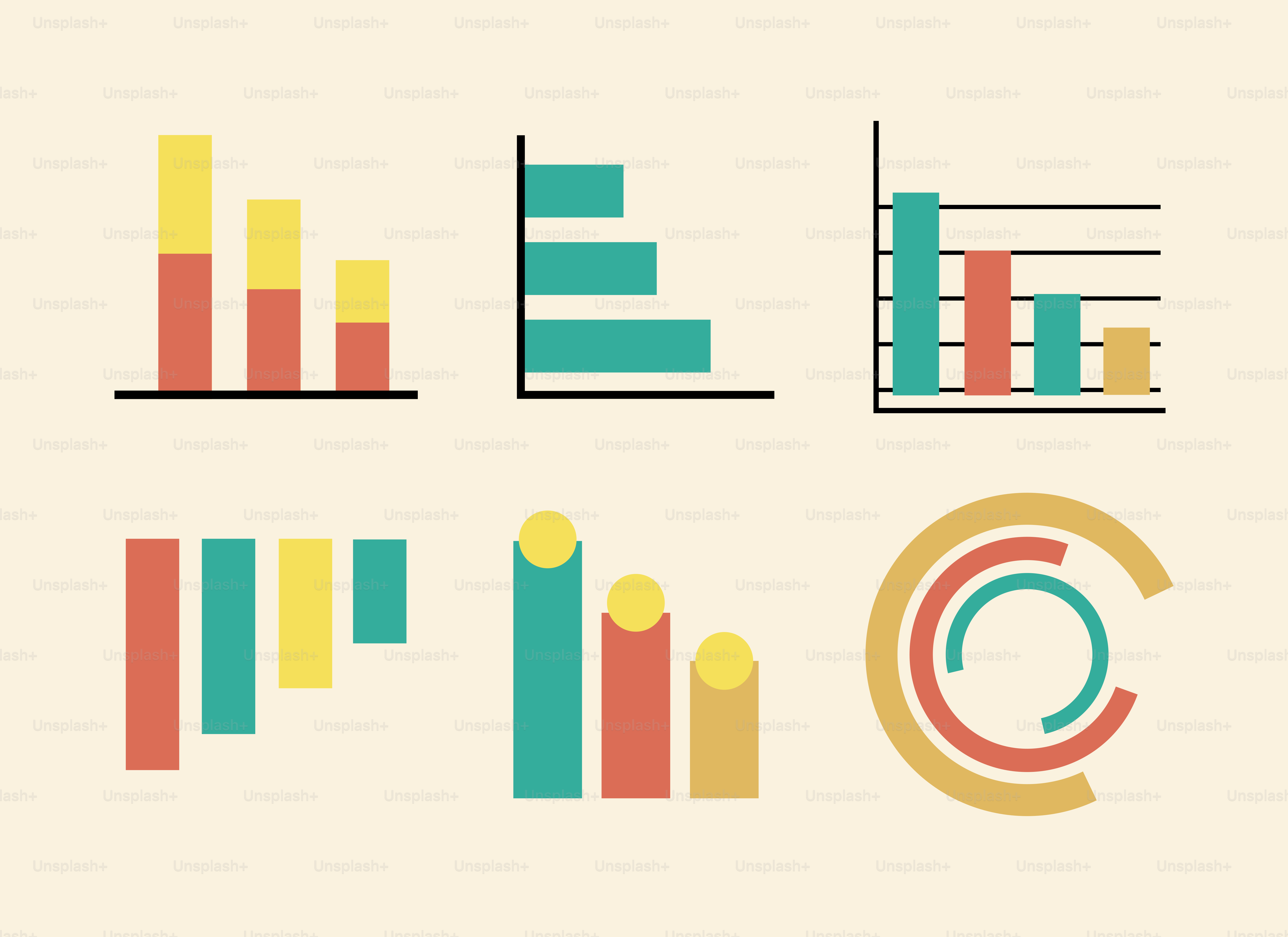 흰색 배경에 다양한 종류의 그래프가 여러 개 있습니다 벡터 – Unsplash의 그래픽 디자인 이미지