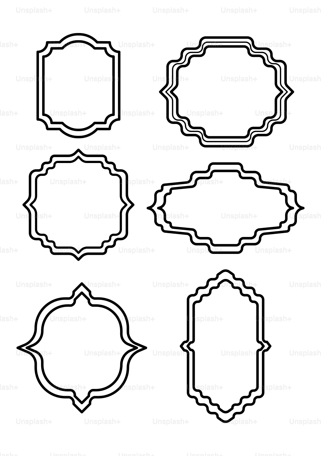 모양이 다른 6개의 프레임 세트 벡터 – Unsplash의 그래픽 디자인 이미지, image size:3000x4250