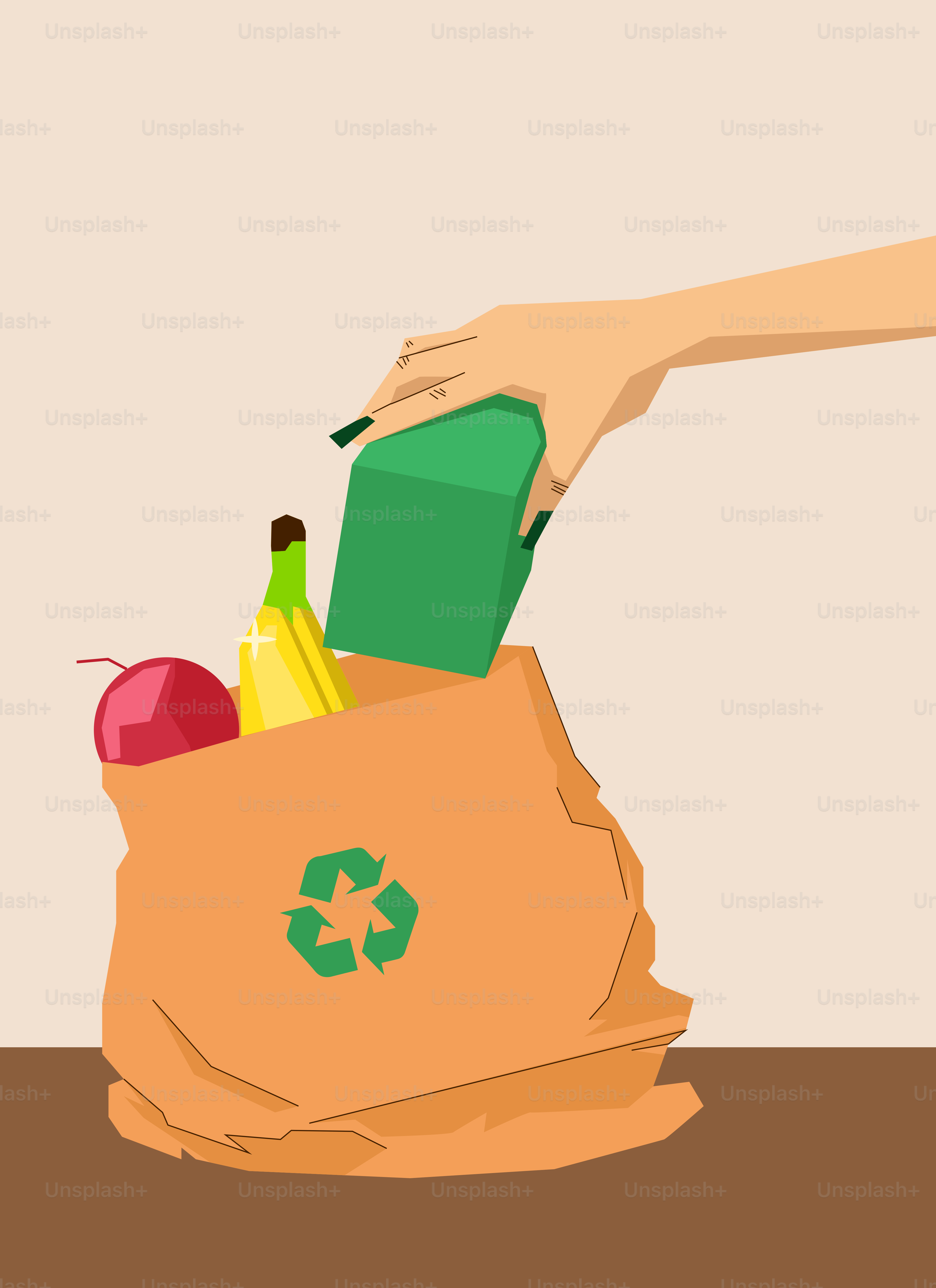 A person holding a bag full of food