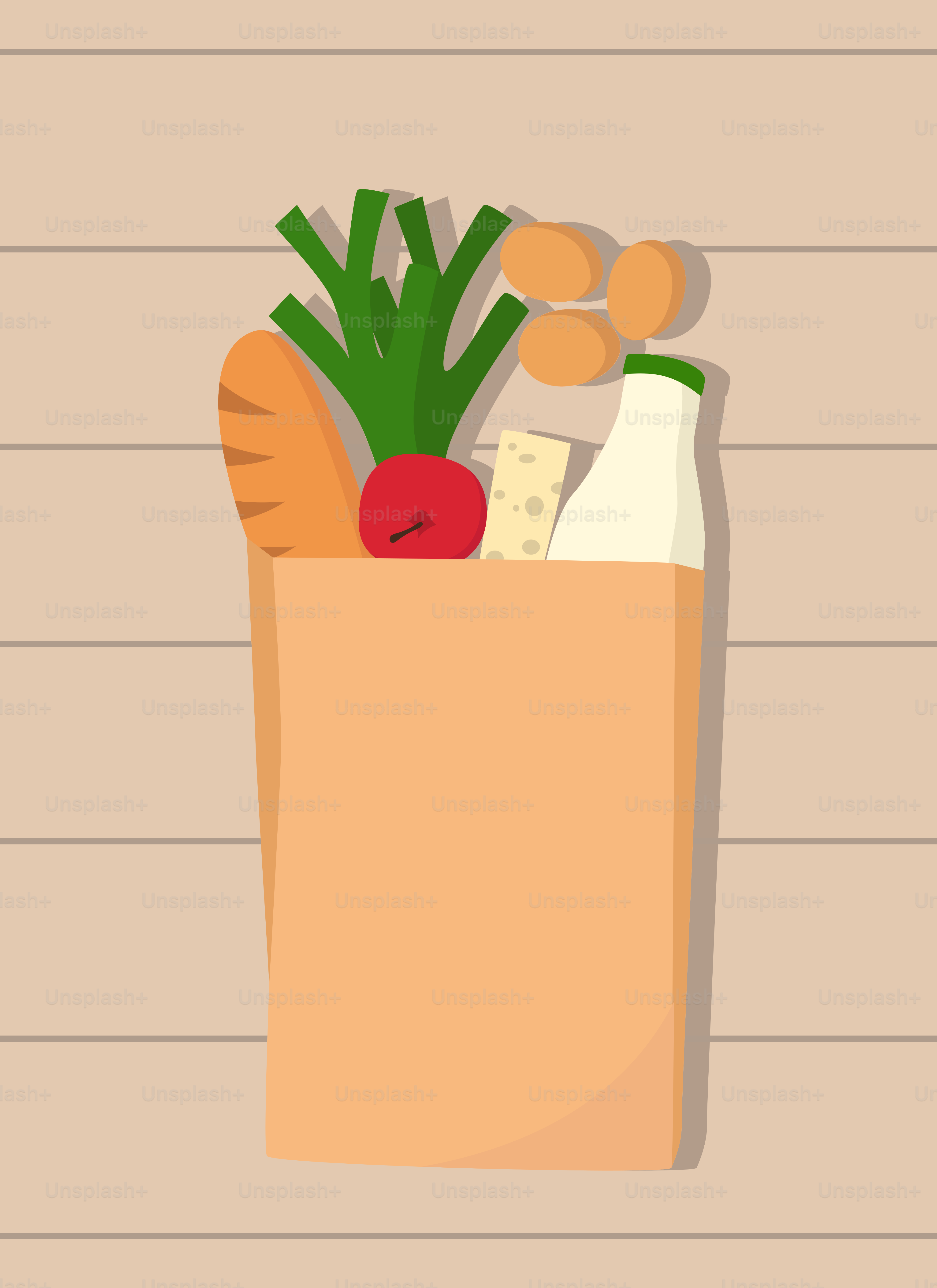 A bag full of food sitting on top of a table