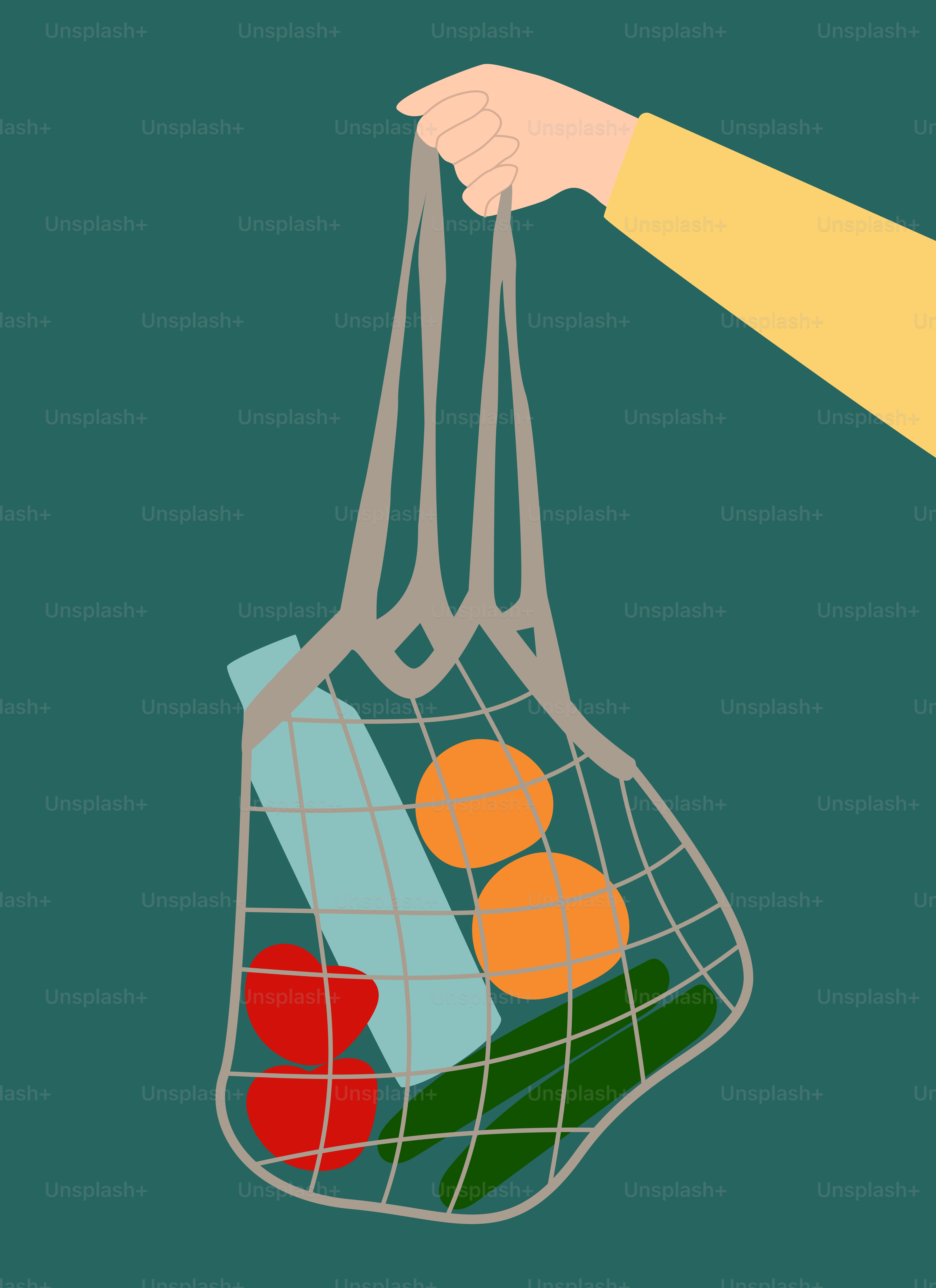 A person is holding a bag of fruit