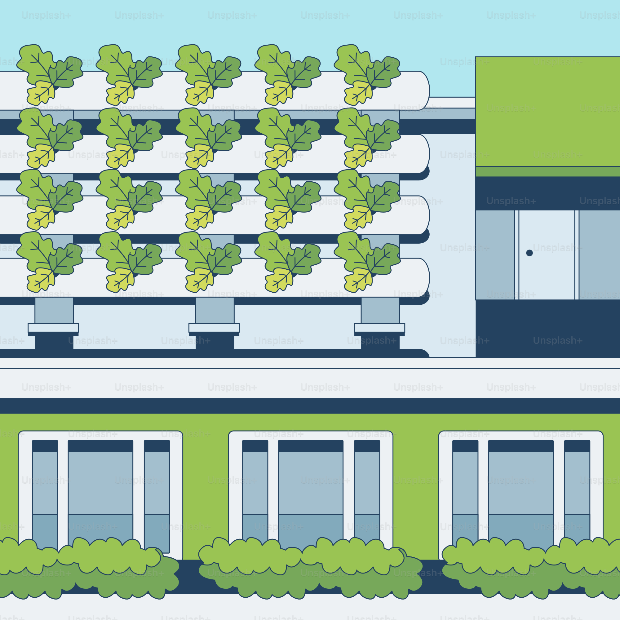 側面にたくさんの植物が生えている建物