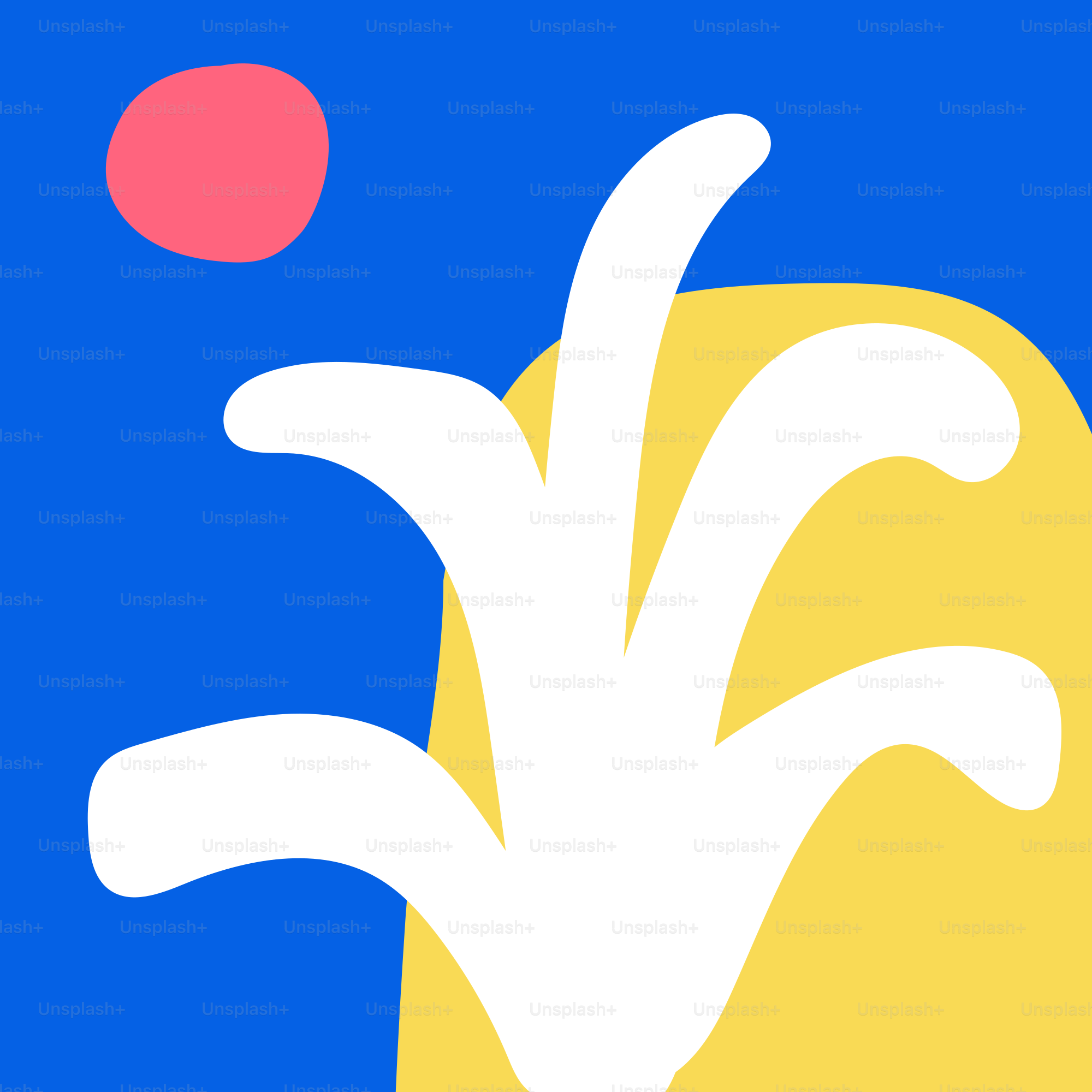 Um quadrado azul e amarelo com um ponto vermelho