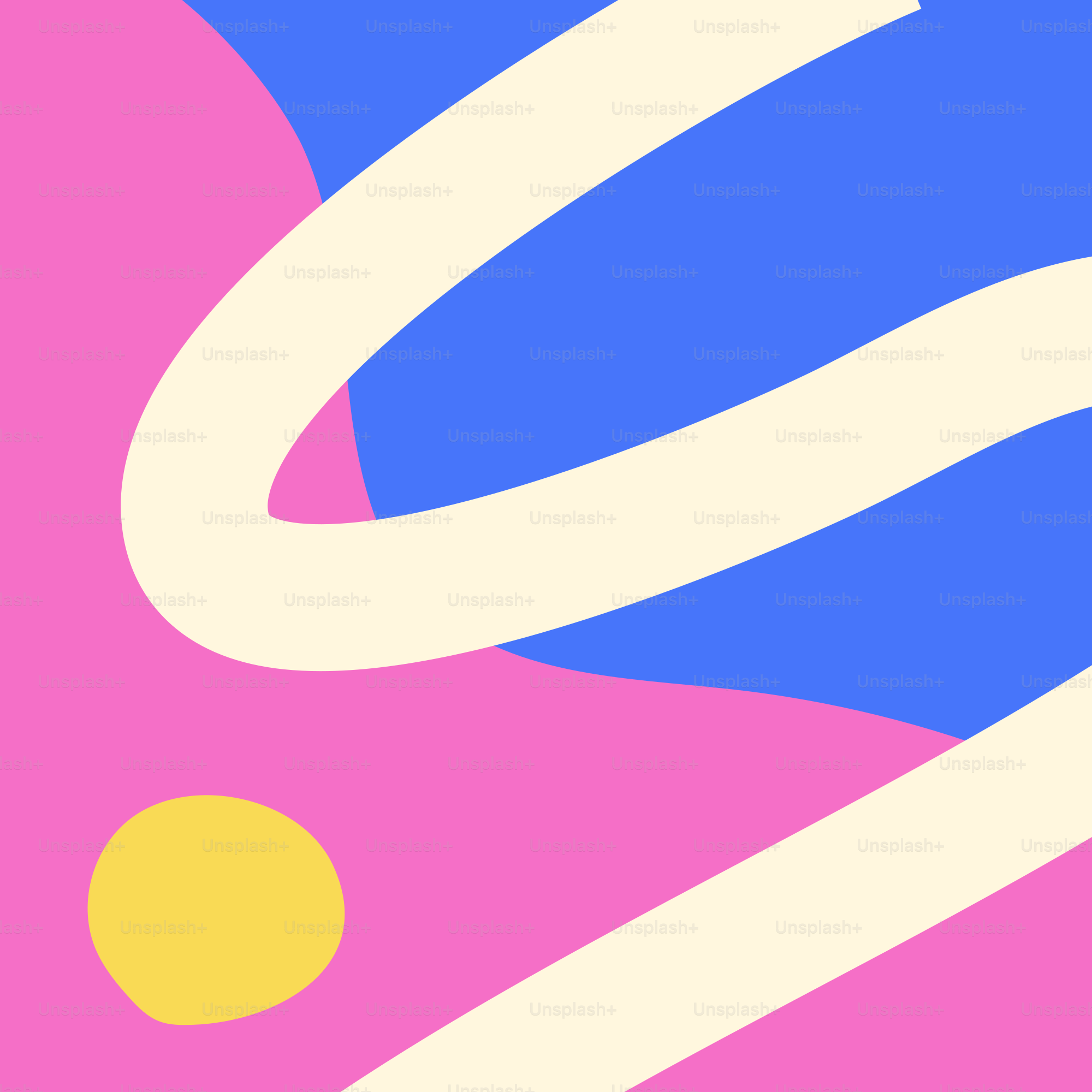 Un dipinto astratto rosa, blu e giallo