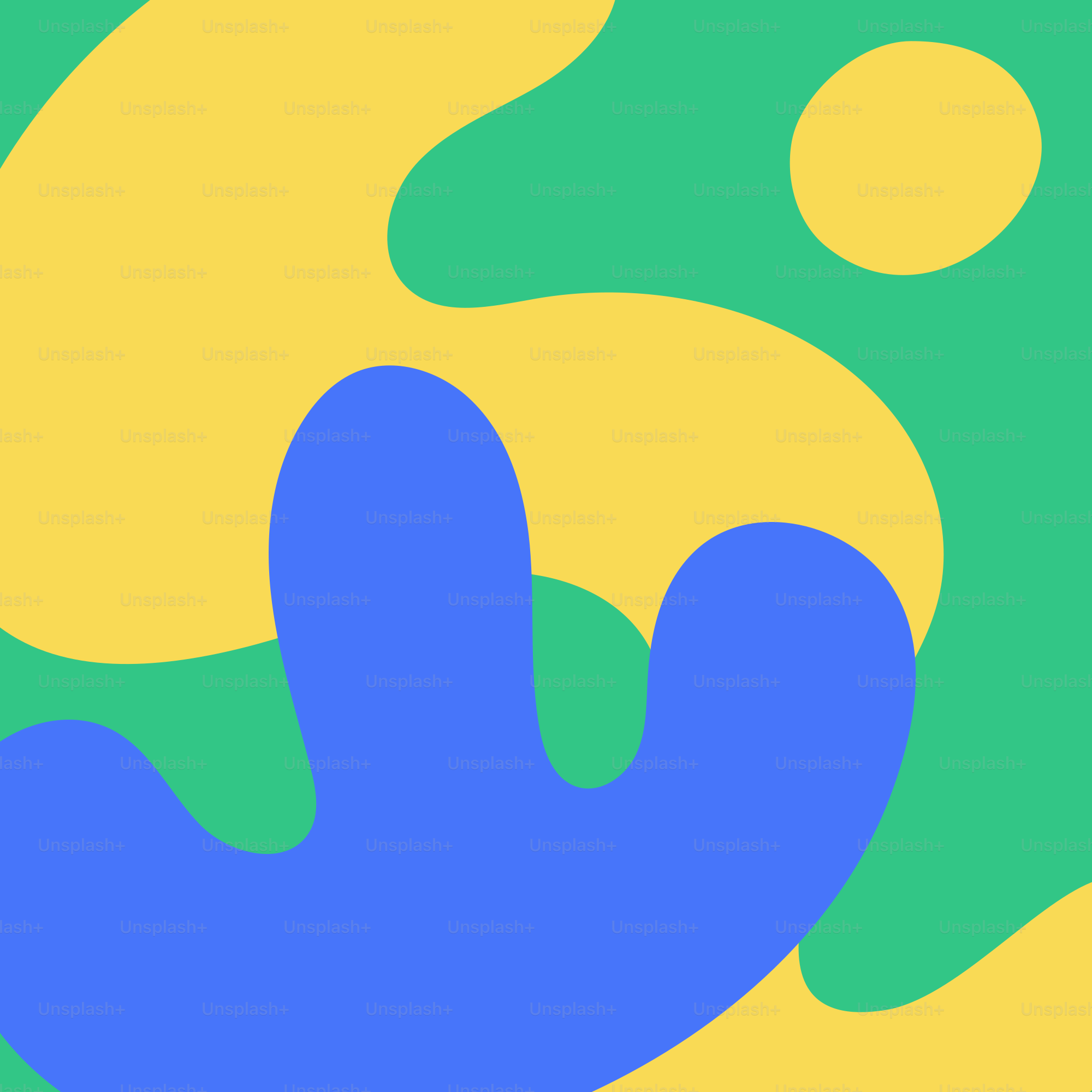 A blue hand is in the middle of a green and yellow background