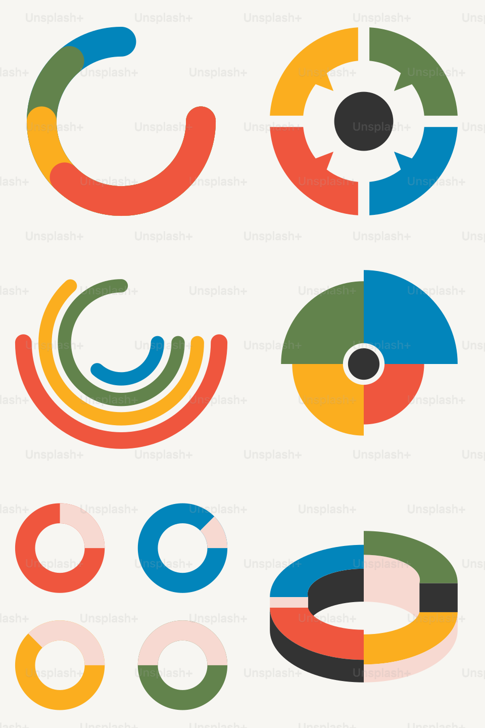 A bunch of different colored circles on a white background