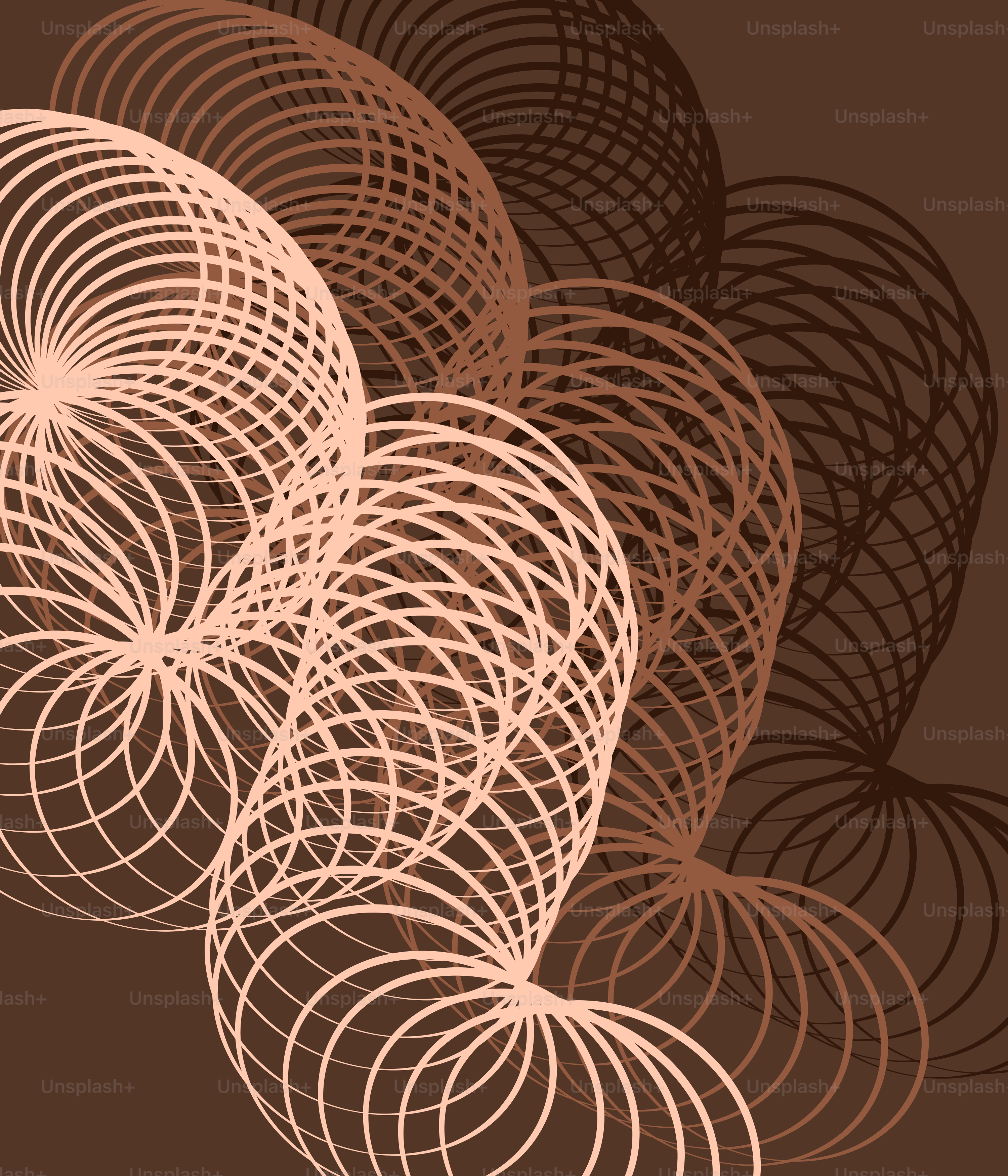 A bunch of circles that are on a brown background