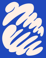 A blue square with white swirls on a blue background