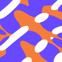 A purple and orange background with white circles