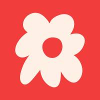 A white flower on a red background