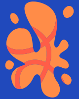 A blue background with an orange design on it