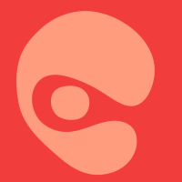 A red square with a white circle on top of it